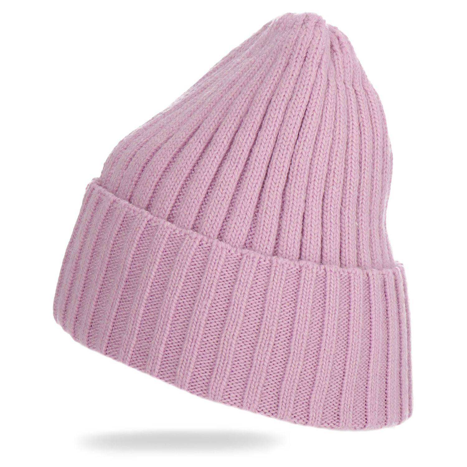 Wintermütze warm Winter Mütze Strick-Mütze Beanie-Mütze One-Size Herren Damen Unisex Lila
