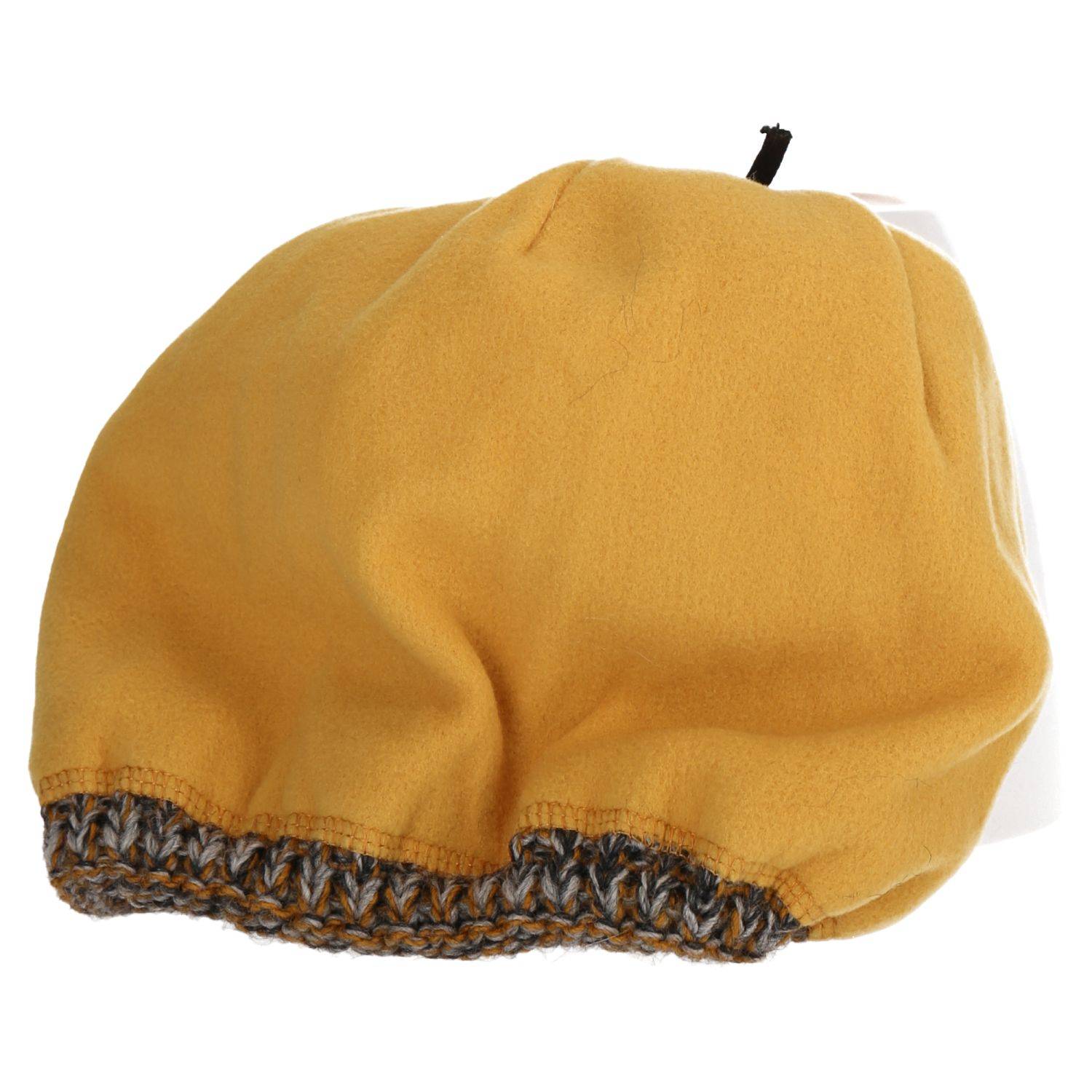 Faera Wintermütze gefüttert Kunstfell Bommel-Mütze Strickmuster Fleece-Futter Strick-Mütze Damen Herren One-Size Gelb