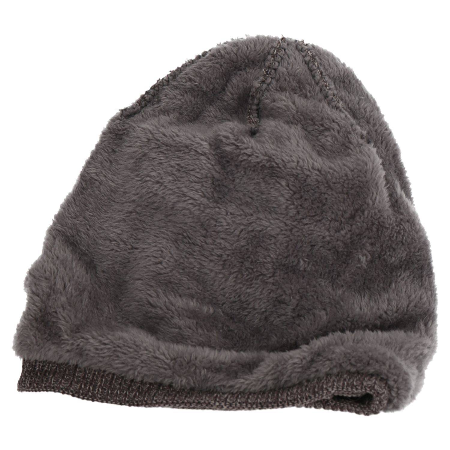 Wintermütze warm Winter Mütze Strick-Mütze Beanie-Mütze One-Size Herren Damen Unisex Grau