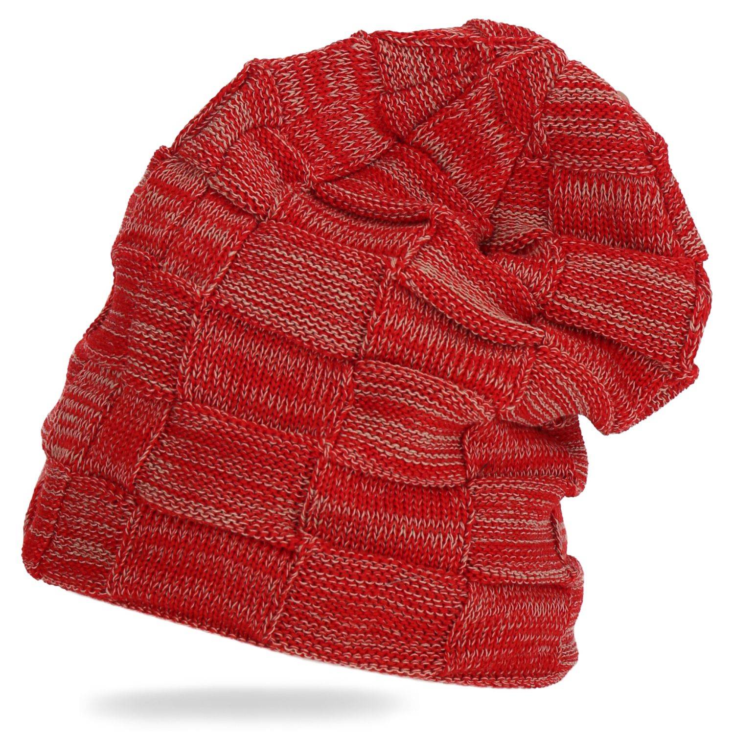 Wintermütze warm Winter Mütze Strick-Mütze Beanie-Mütze One-Size Herren Damen Unisex Rot