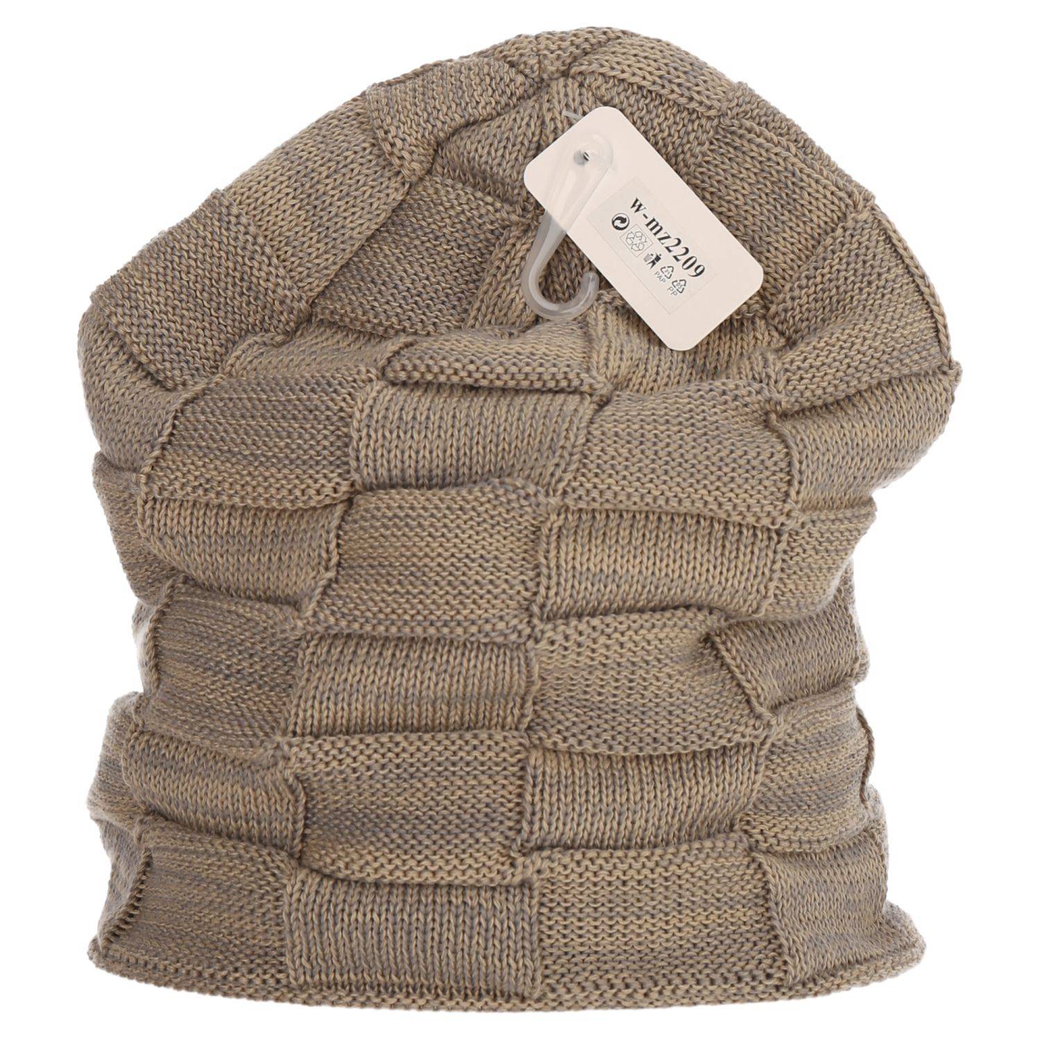 Wintermütze warm Winter Mütze Strick-Mütze Beanie-Mütze One-Size Herren Damen Unisex Beige-Blau