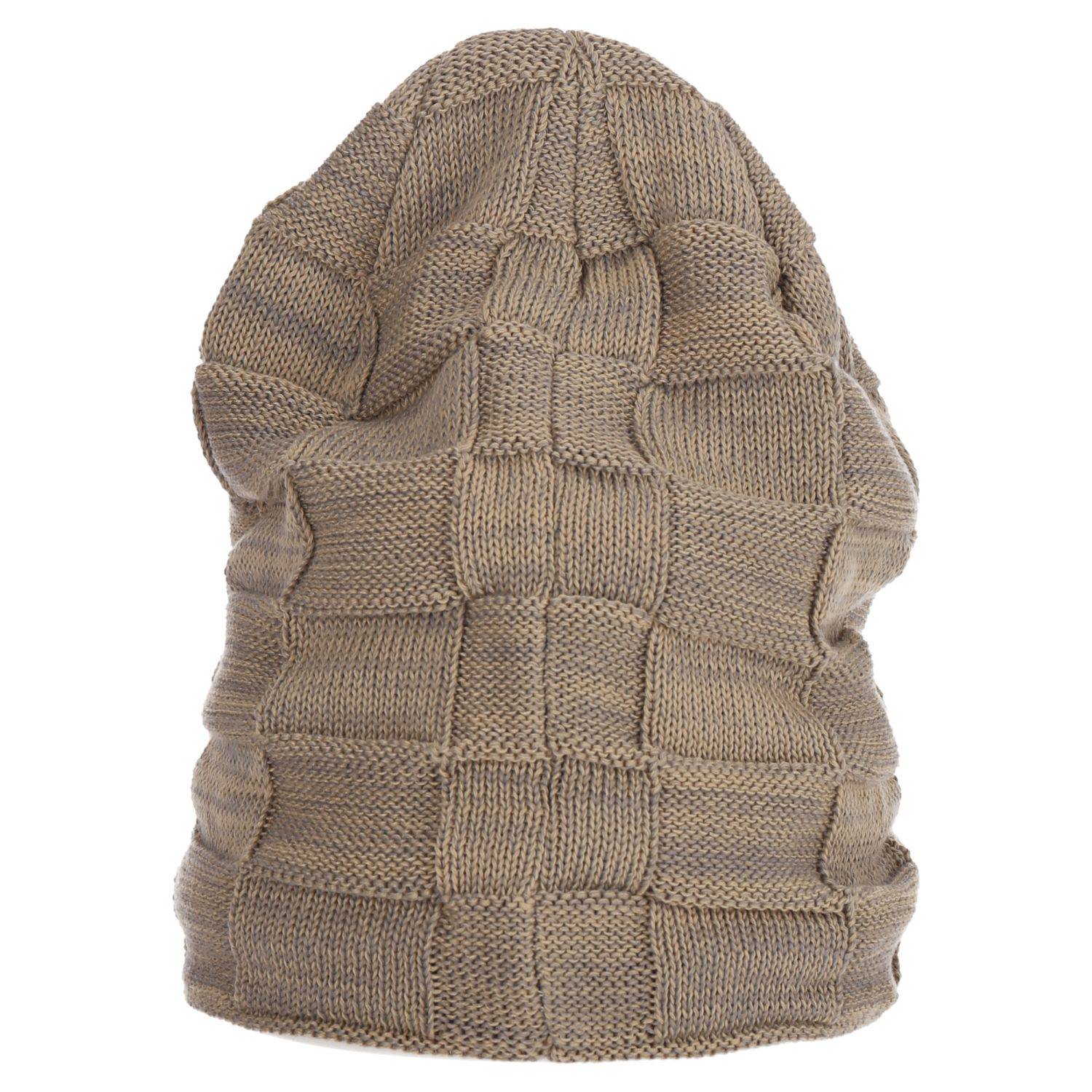 Wintermütze warm Winter Mütze Strick-Mütze Beanie-Mütze One-Size Herren Damen Unisex Beige-Blau