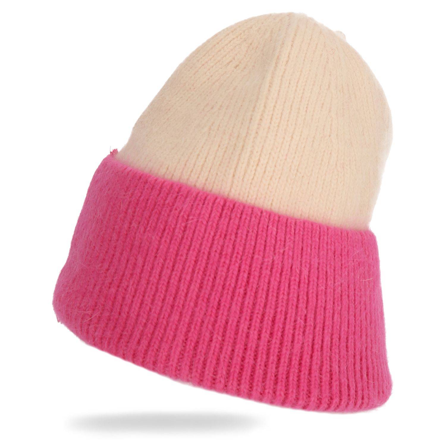 Wintermütze warm Winter Mütze Strick-Mütze Beanie-Mütze One-Size Herren Damen Unisex Pink