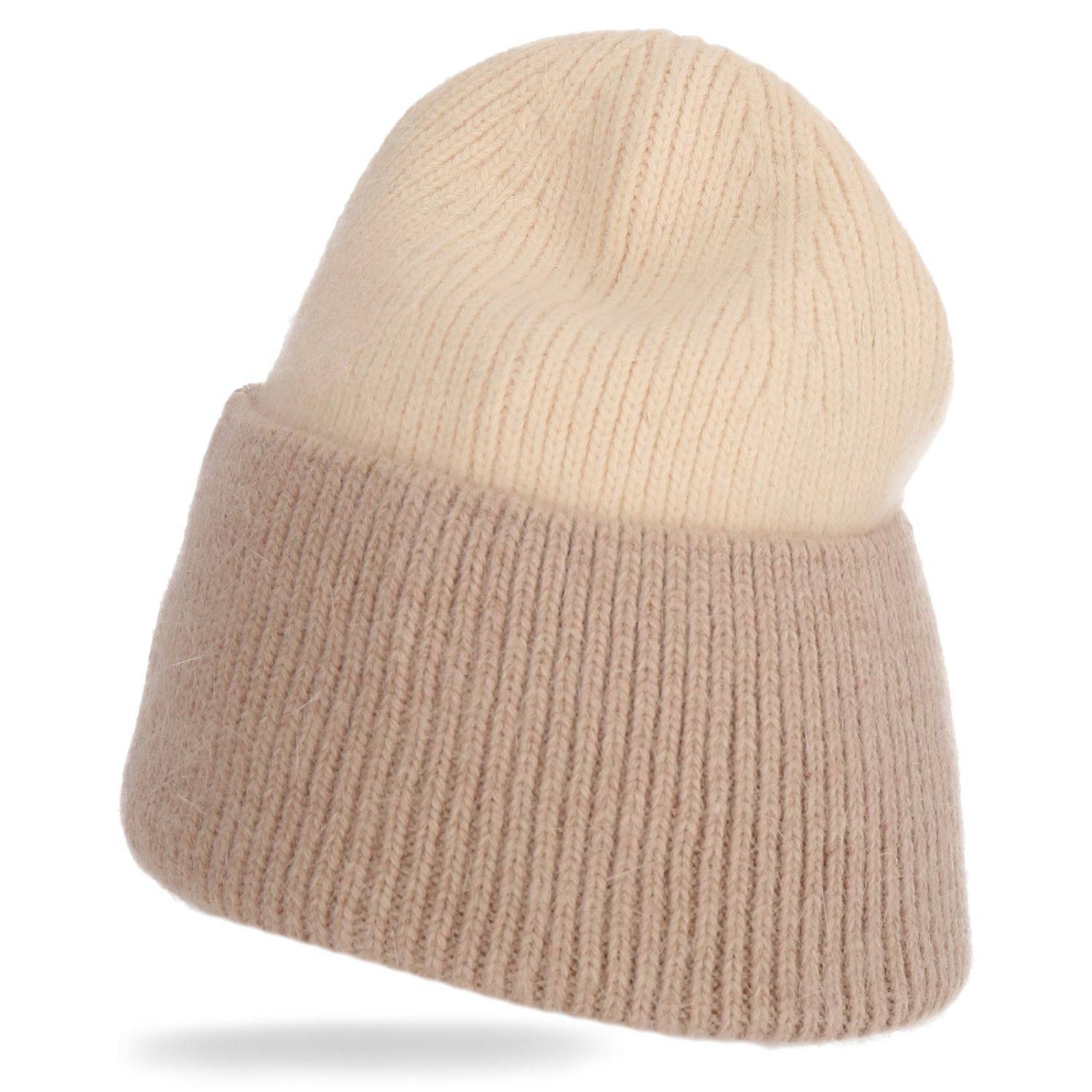 Wintermütze warm Winter Mütze Strick-Mütze Beanie-Mütze One-Size Herren Damen Unisex Beige