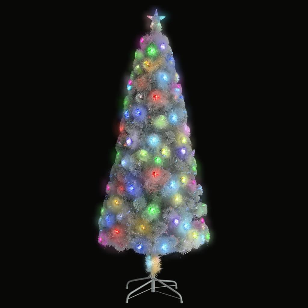vidaXL Künstlicher Weihnachtsbaum mit Beleuchtung Weiß 210cm Glasfaser
