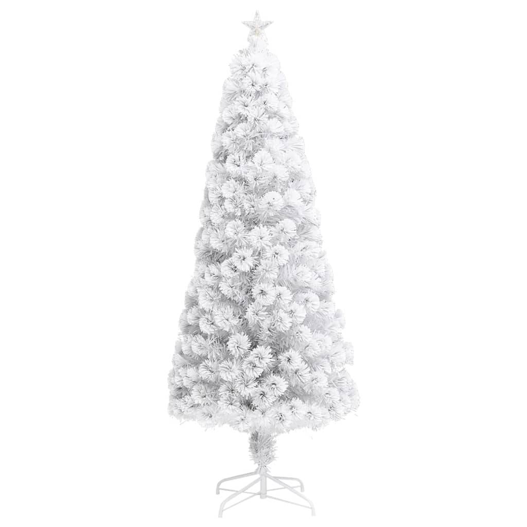 vidaXL Künstlicher Weihnachtsbaum mit Beleuchtung Weiß 210cm Glasfaser