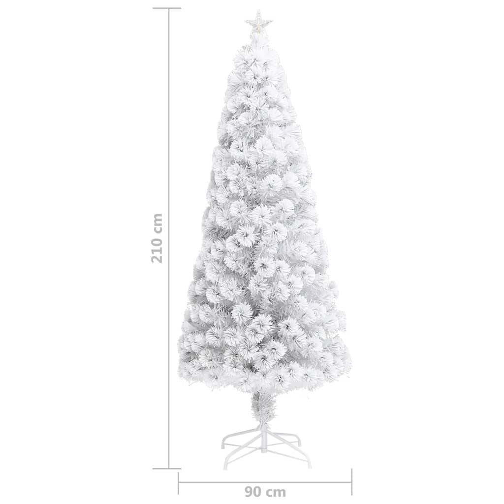 vidaXL Künstlicher Weihnachtsbaum mit Beleuchtung Weiß 210cm Glasfaser