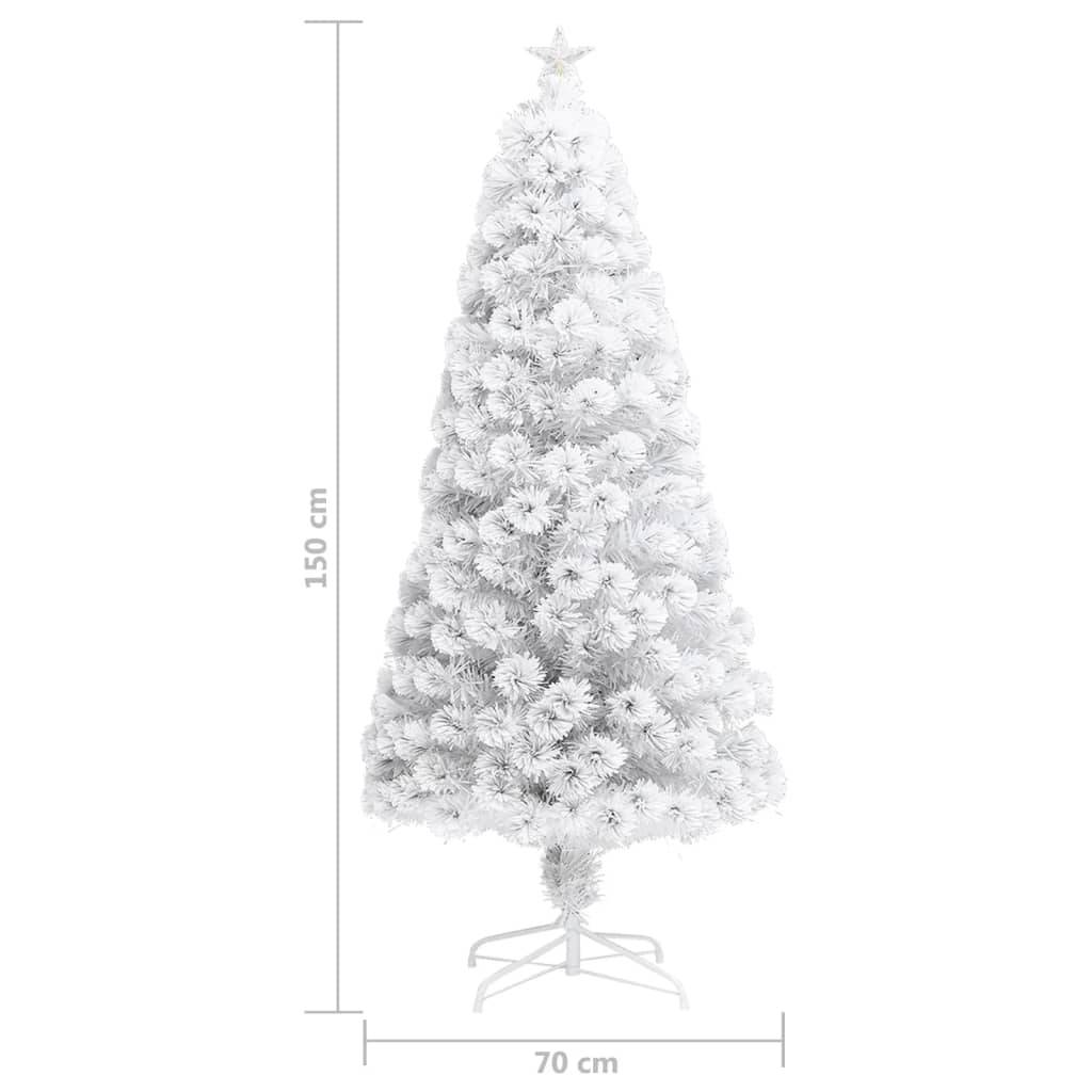 vidaXL Künstlicher Weihnachtsbaum mit Beleuchtung Weiß 150cm Glasfaser