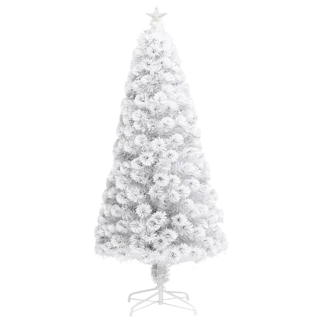 vidaXL Künstlicher Weihnachtsbaum mit Beleuchtung Weiß 150cm Glasfaser