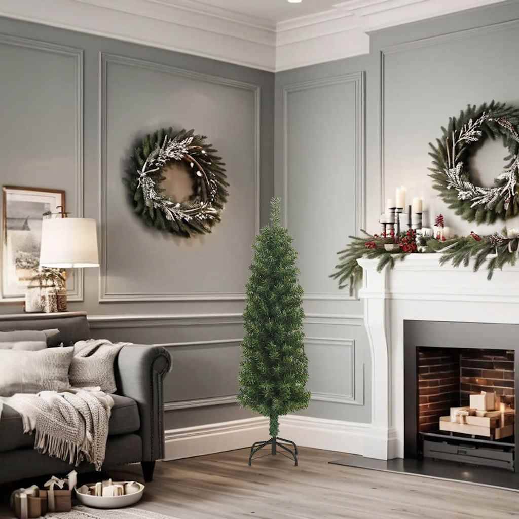 vidaXL Künstlicher Weihnachtsbaum Schlank mit Ständer Grün 120 cm PVC