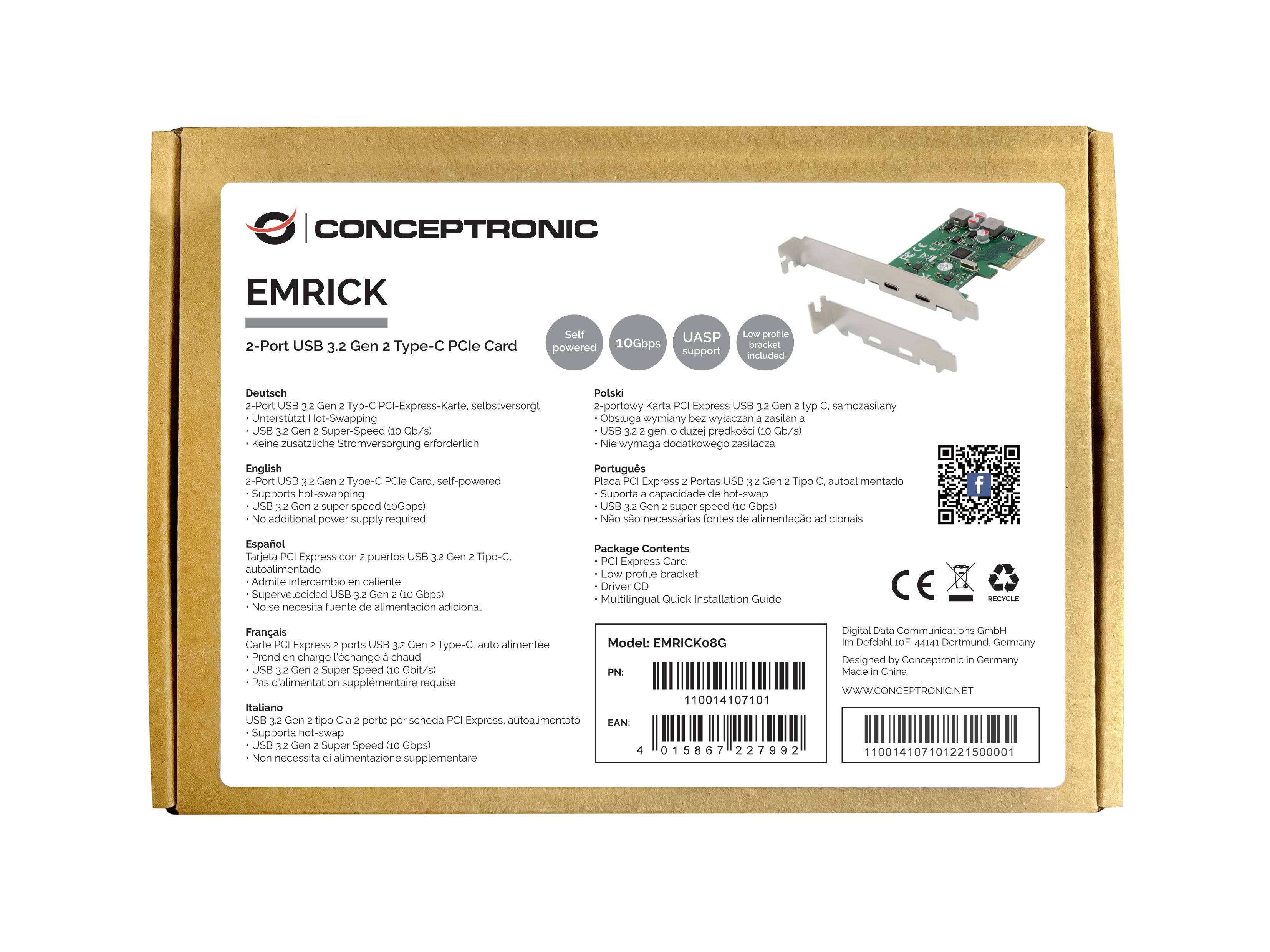 Conceptronic EMRICK08G - USB-Adapter - PCIe 3.0 x4 Low-Profile