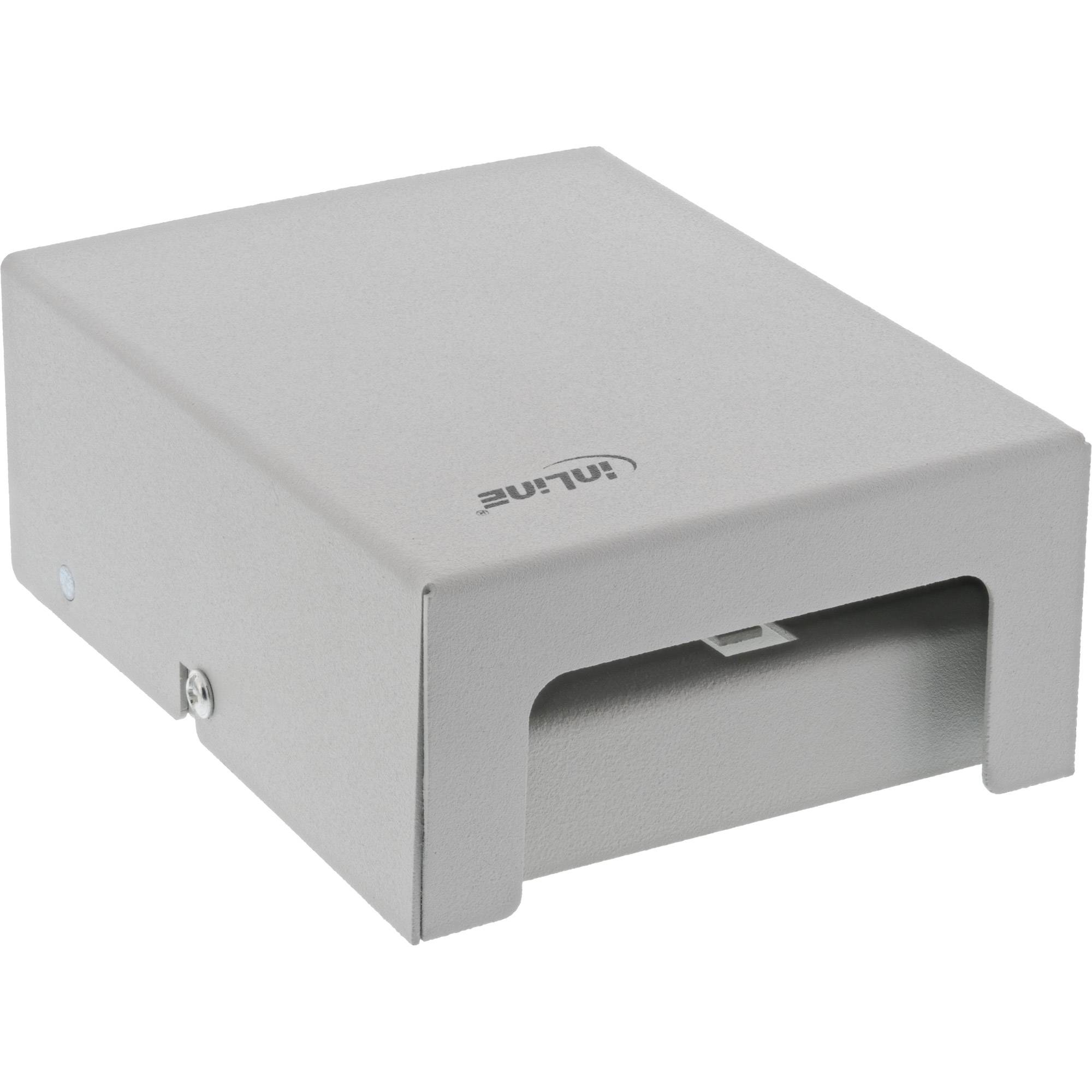INLINE - Patchfeld-Dose Aufputz für 4x Keystone RJ45 - Metall - lichtgrau RAL7035