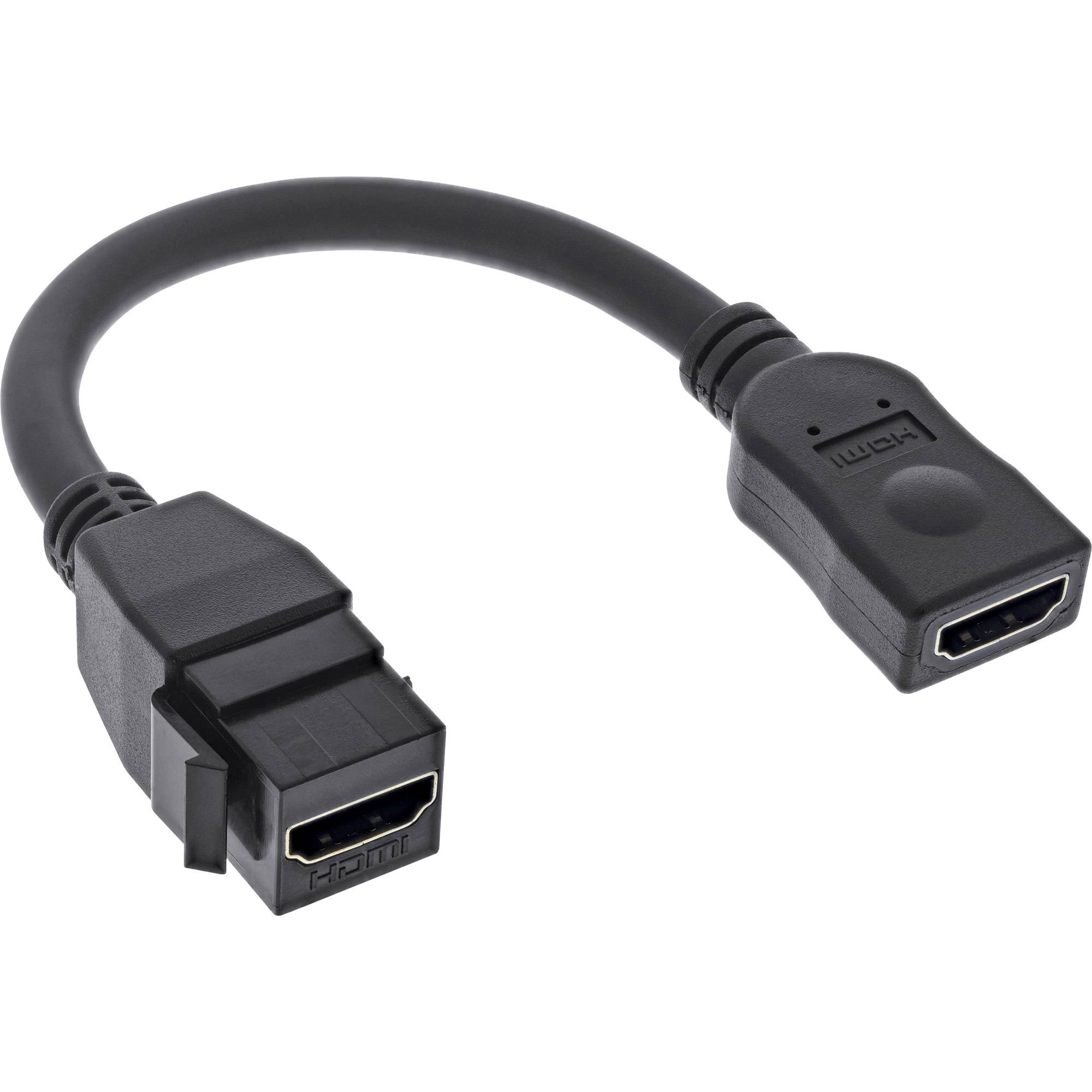 INLINE - HDMI Keystone Adapterkabel 4K/60Hz - HDMI A Buchse/Buchse - schwarz - 0,2m