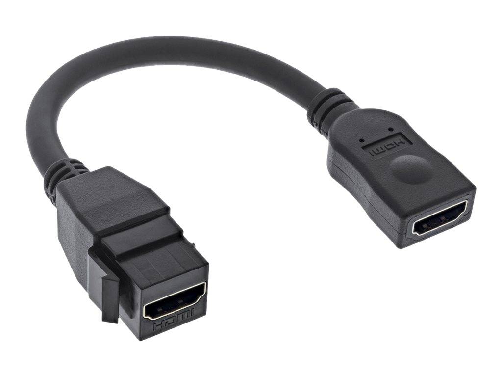 INLINE - HDMI Keystone Adapterkabel 4K/60Hz - HDMI A Buchse/Buchse - schwarz - 0,2m