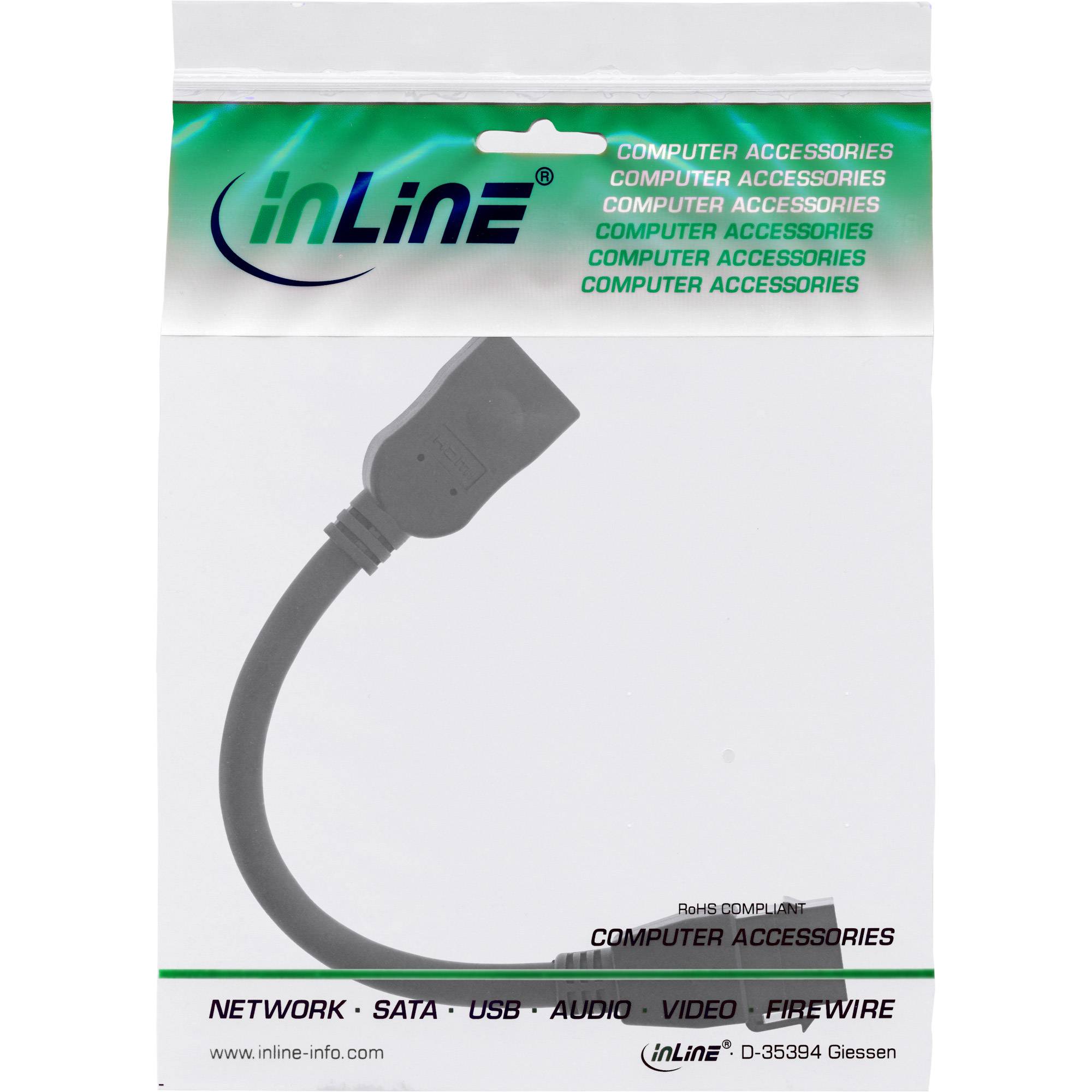 INLINE - HDMI Keystone Adapterkabel 4K/60Hz - HDMI A Buchse/Buchse - schwarz - 0,2m