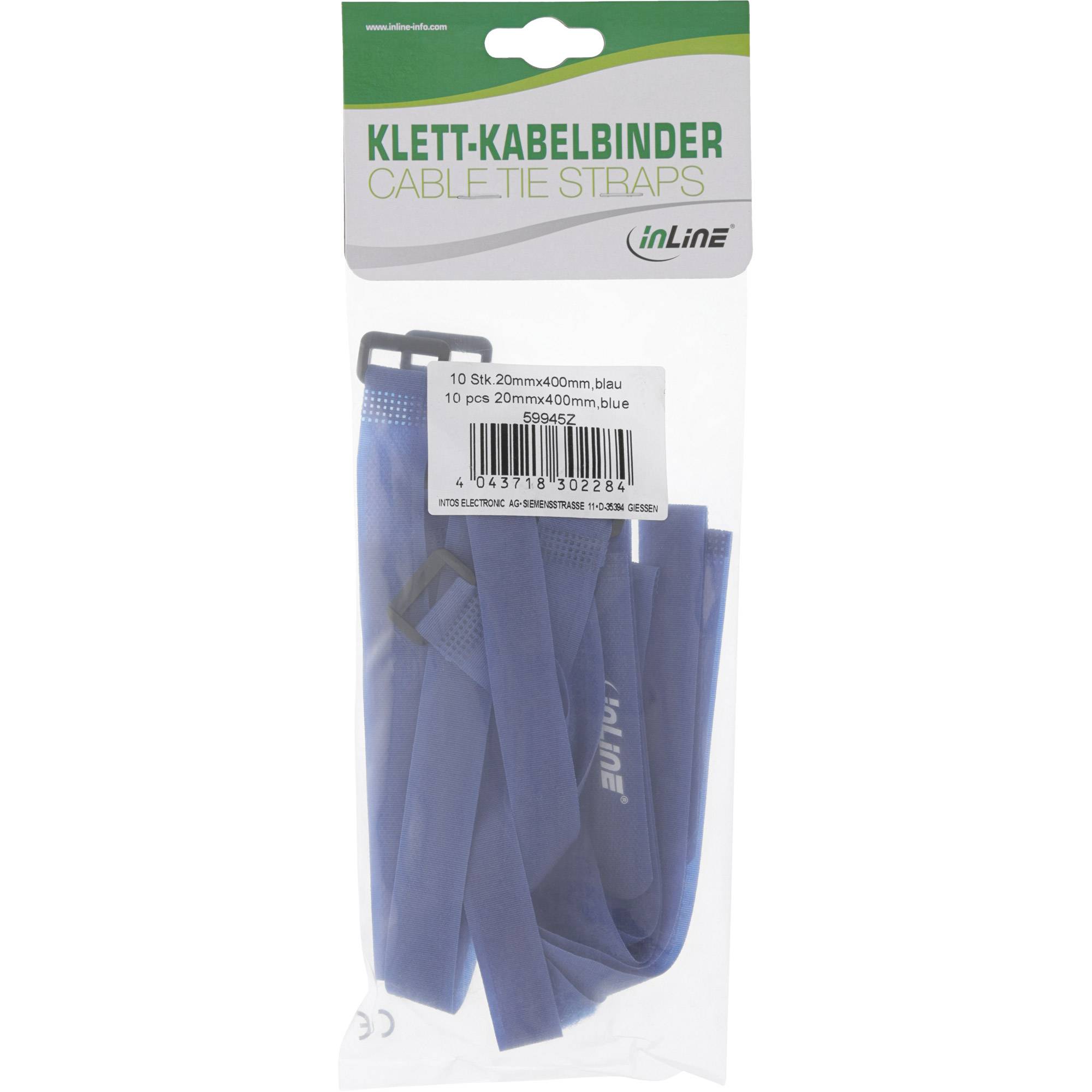 INLINE - Klettschlaufen 20x400mm - 10er - blau