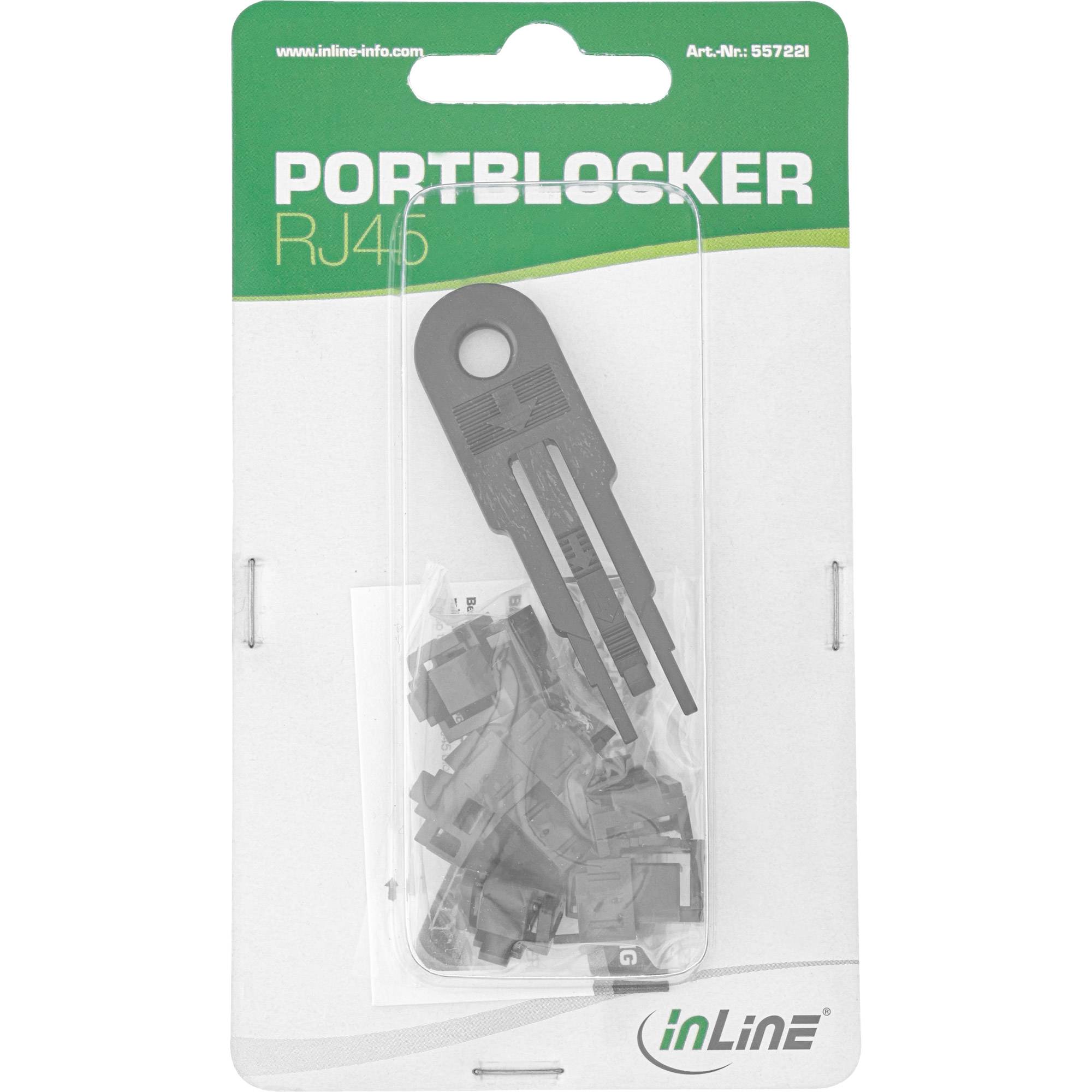 INLINE - RJ45 Portblocker - Starterset mit 10 Blocker und Schlüssel - schwarz