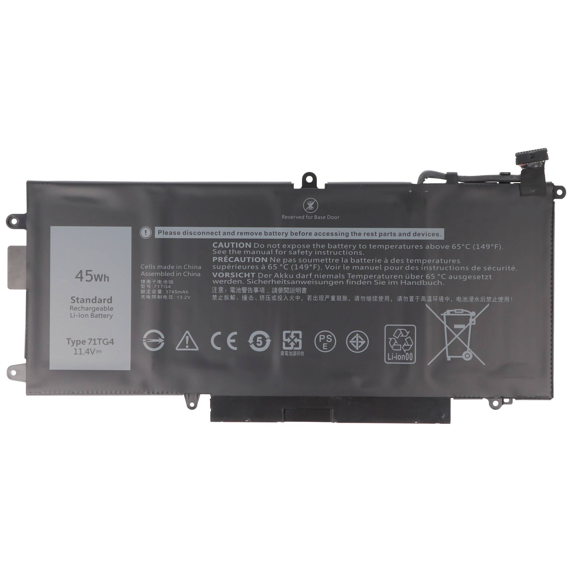 Akku passend für Dell Latitude 5289, Li-ion, 11,4V, 3950mAh, 45Wh