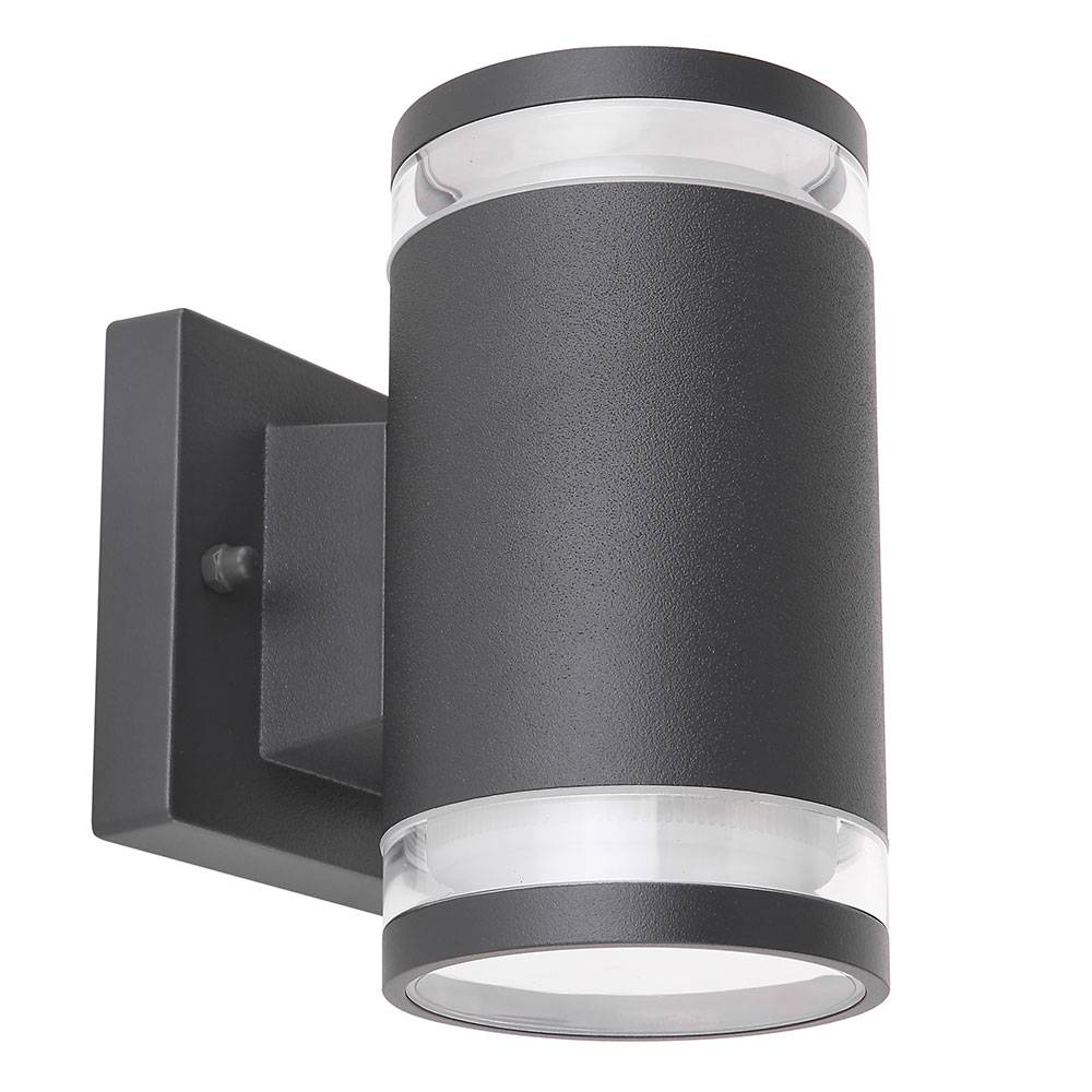 Außenwandleuchte anthrazit Fassadenleuchte Gartenlampe Aluminium Wandlampe Außen, auf-und abwärts leuchtend, 2x GX53, BxH 10x16,5 cm
