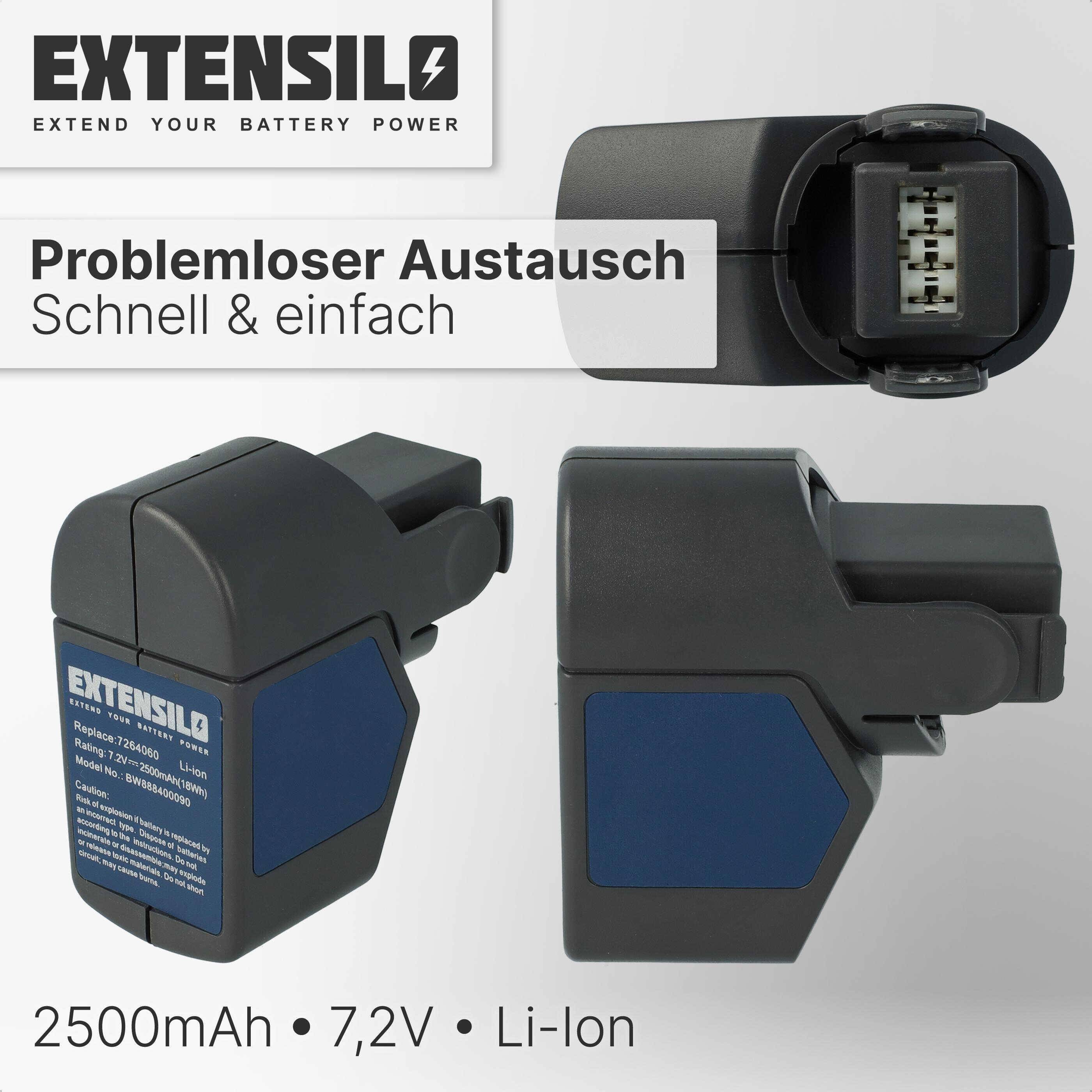 EXTENSILO Akku kompatibel mit Wolf Garten RR 3000, RR3000 Heckenschere Strauchschere Rasenschere Gartenschere (2500mAh, 7,2V, Li-Ion)
