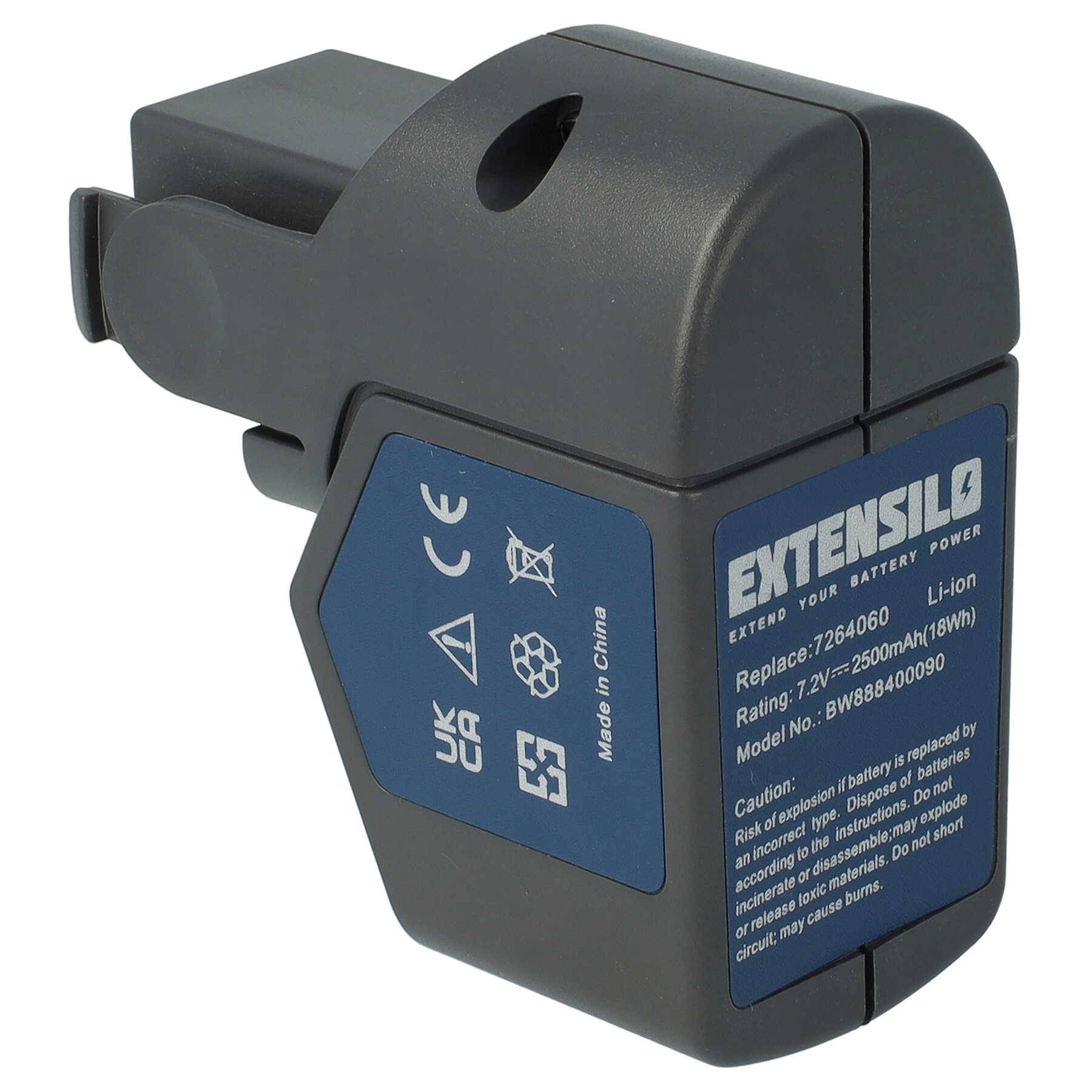 EXTENSILO Akku Ersatz für Wolf Garten Li-ion Power Pack 4 für Heckenschere Strauchschere Rasenschere Gartenschere (2500mAh, 7,2V, Li-Ion)