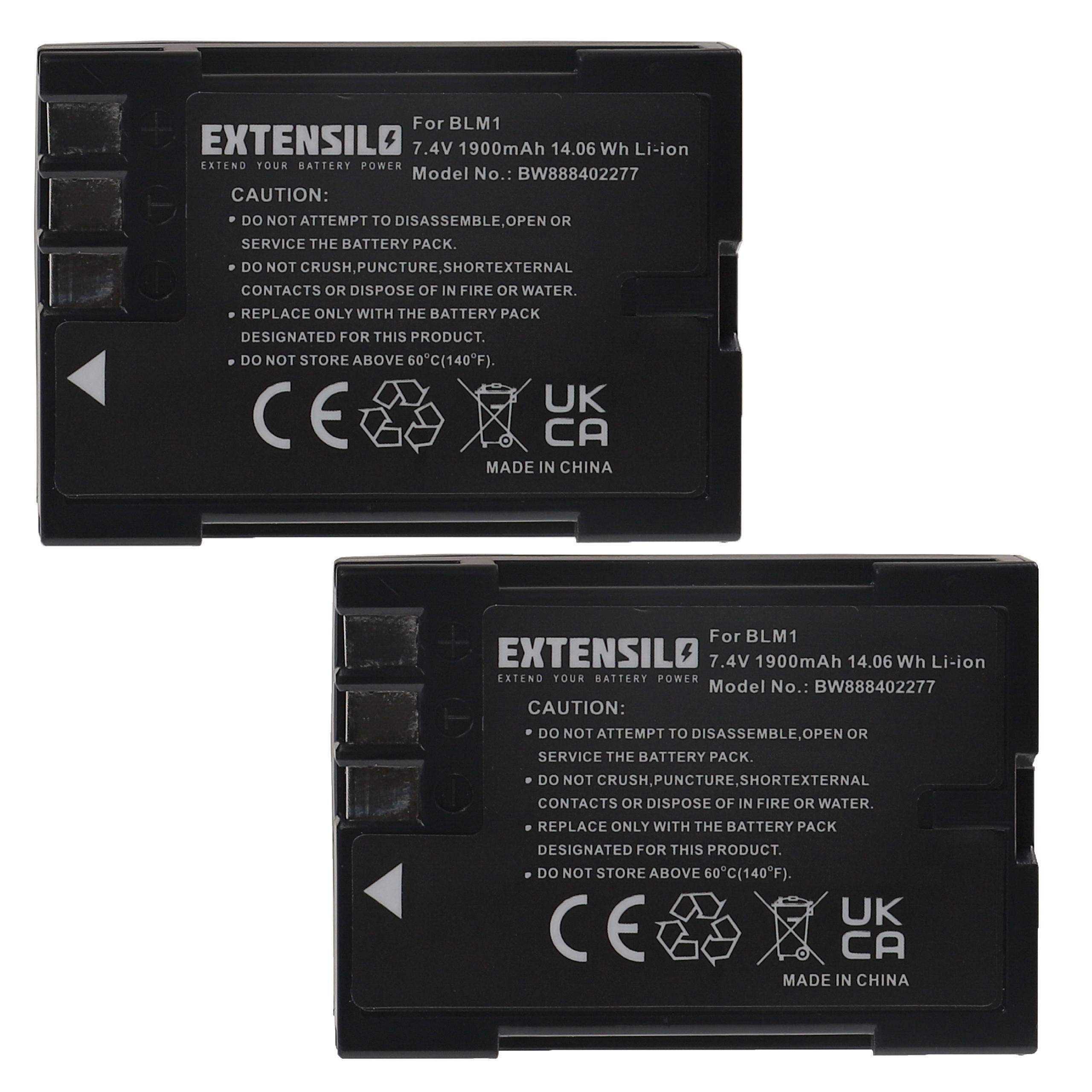 EXTENSILO 2x Akku Ersatz für Olympus PS-BLM1 für Kamera (1900 mAh, 7,4 V, Li-Ion)