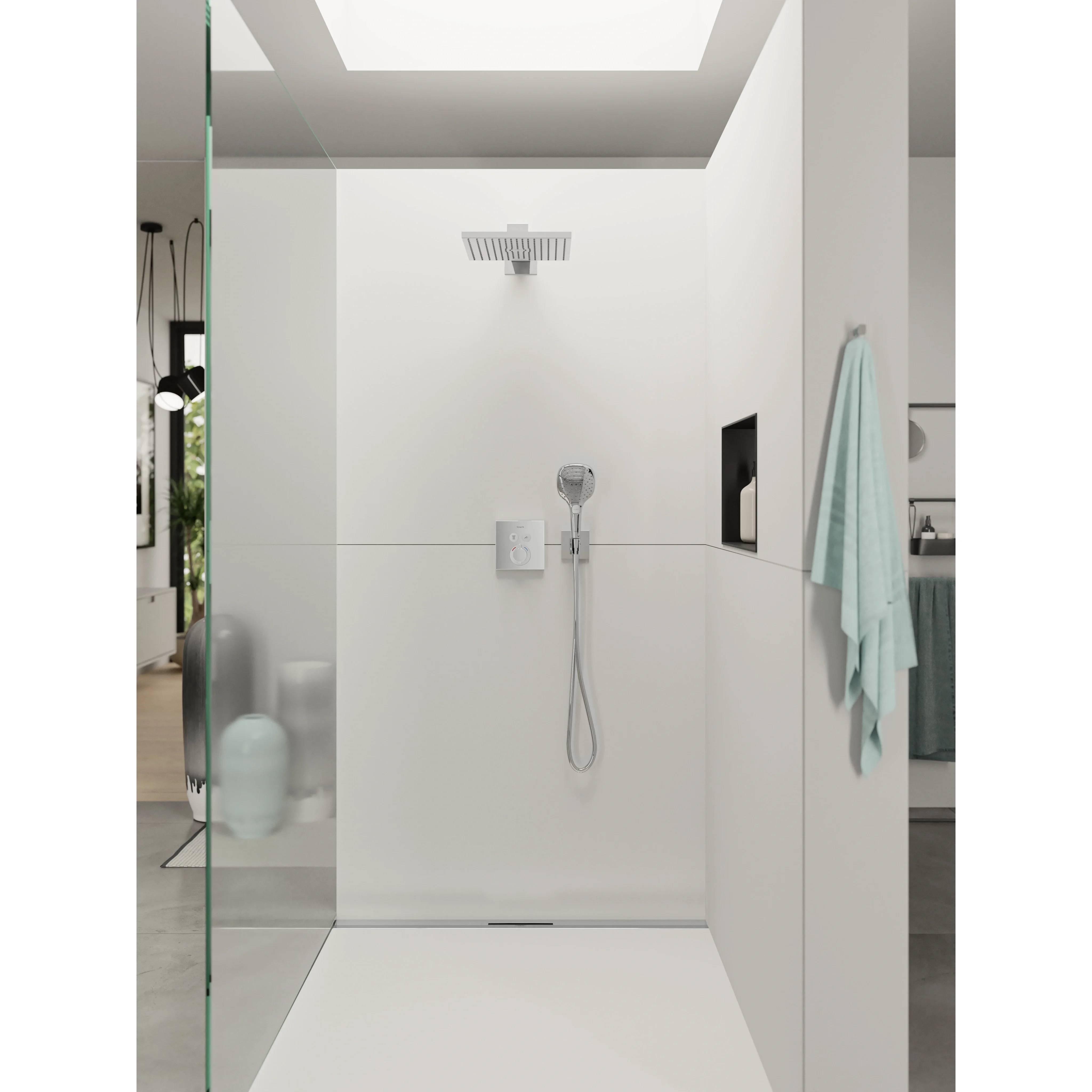 hansgrohe Wandanschluss, FixFit E, mit Brausehalter, G1/2, Kunststoff, chrom, 1 Stk.