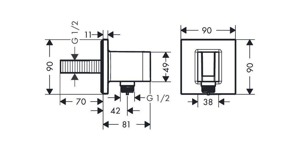 hansgrohe HG Wandanschluss FixFit E mit Brausehalter chrom
