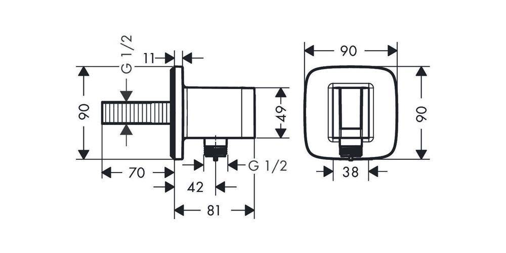 hansgrohe HG Wandanschluss FixFit Q mit Brausehalter chrom