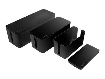 LogiLink Set Kabelmanagement-Box - Schwarz - Kabelbox-Set - 3 Größen - schwarz
