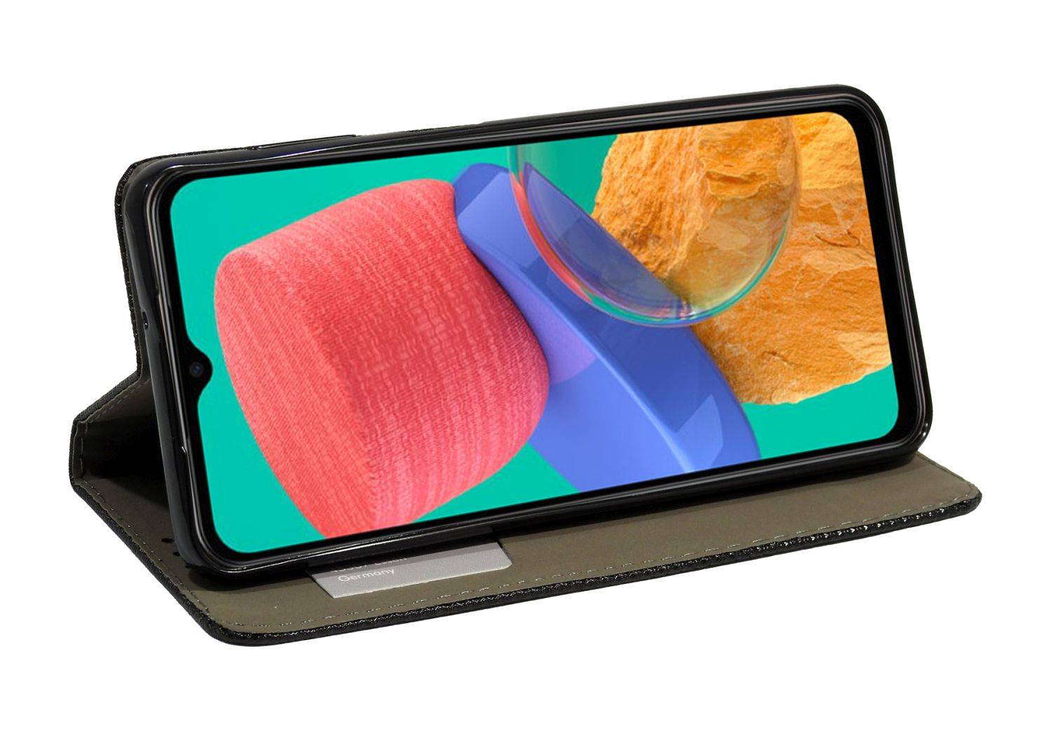 Buch Tasche "Smart" für Samsung Galaxy M33 Handy Hülle Etui Brieftasche Schutzhülle mit Standfunktion Kartenfach Schwarz