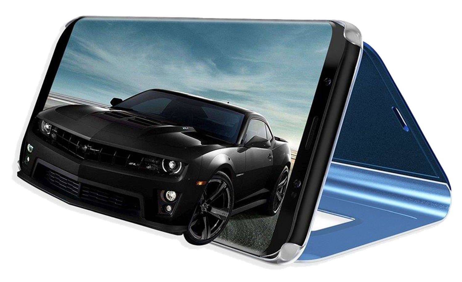Smart View Spiegel Mirror Smart Cover Schale Etui für Xiaomi Redmi 10A Schutzhülle Tasche Case Schutz Clear Blau