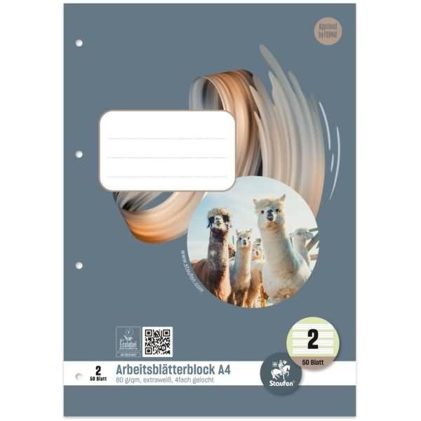 Arbeitsblätterblock 2 Style A4 80g/qm 50 Blatt liniert