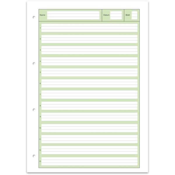 Arbeitsblätterblock 1 Green A4 80g/qm 50 Blatt liniert