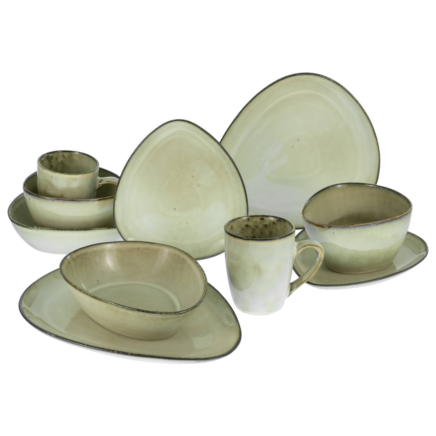 CreaTable 23769 Kombiservice Cloudy für 2 Personen, Steinzeug, sand (1 Set, 10-teilig)