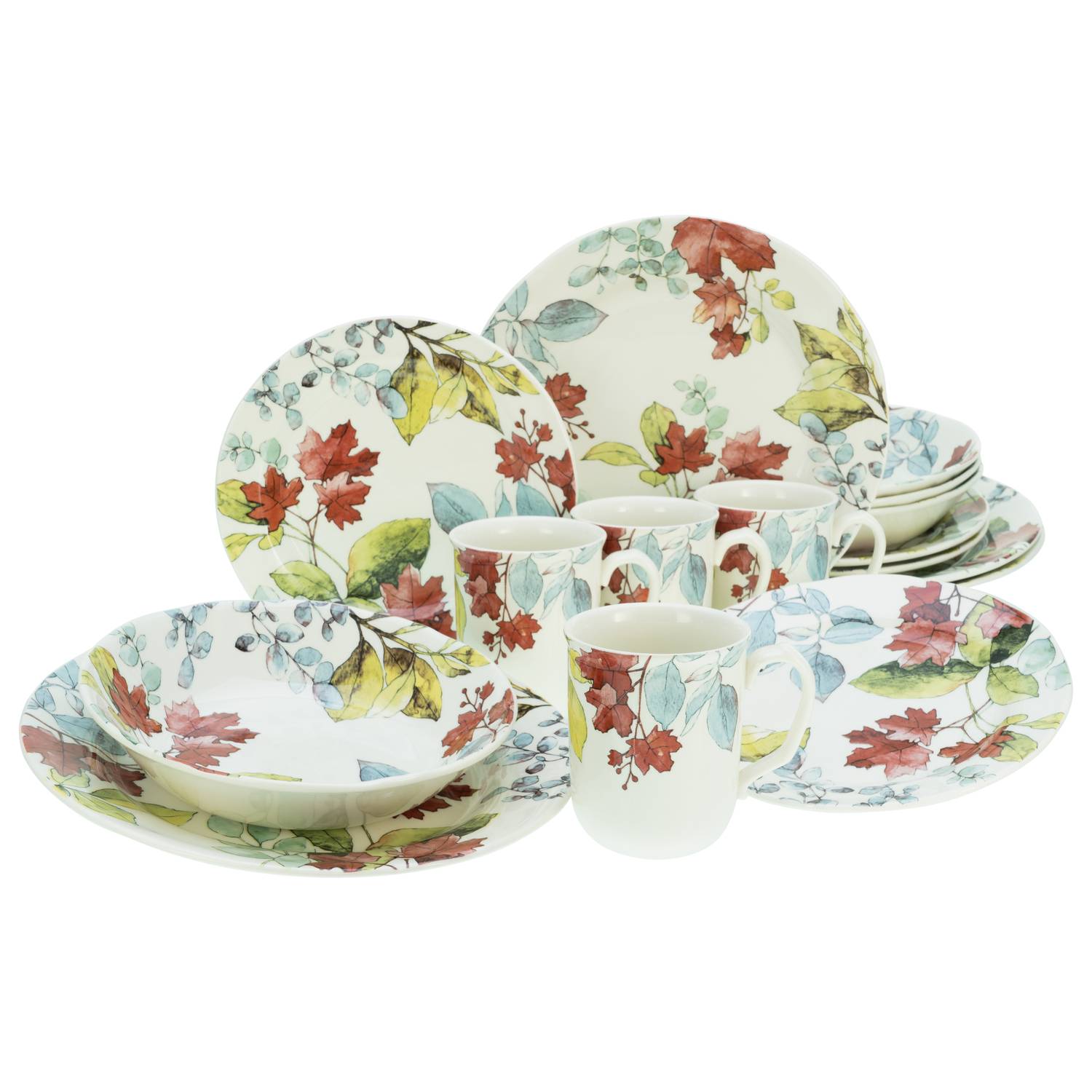 CreaTable 22907 Kombiservice Maple für 4 Personen, Steingut, mehrfarbig (1 Set, 16-teilig)