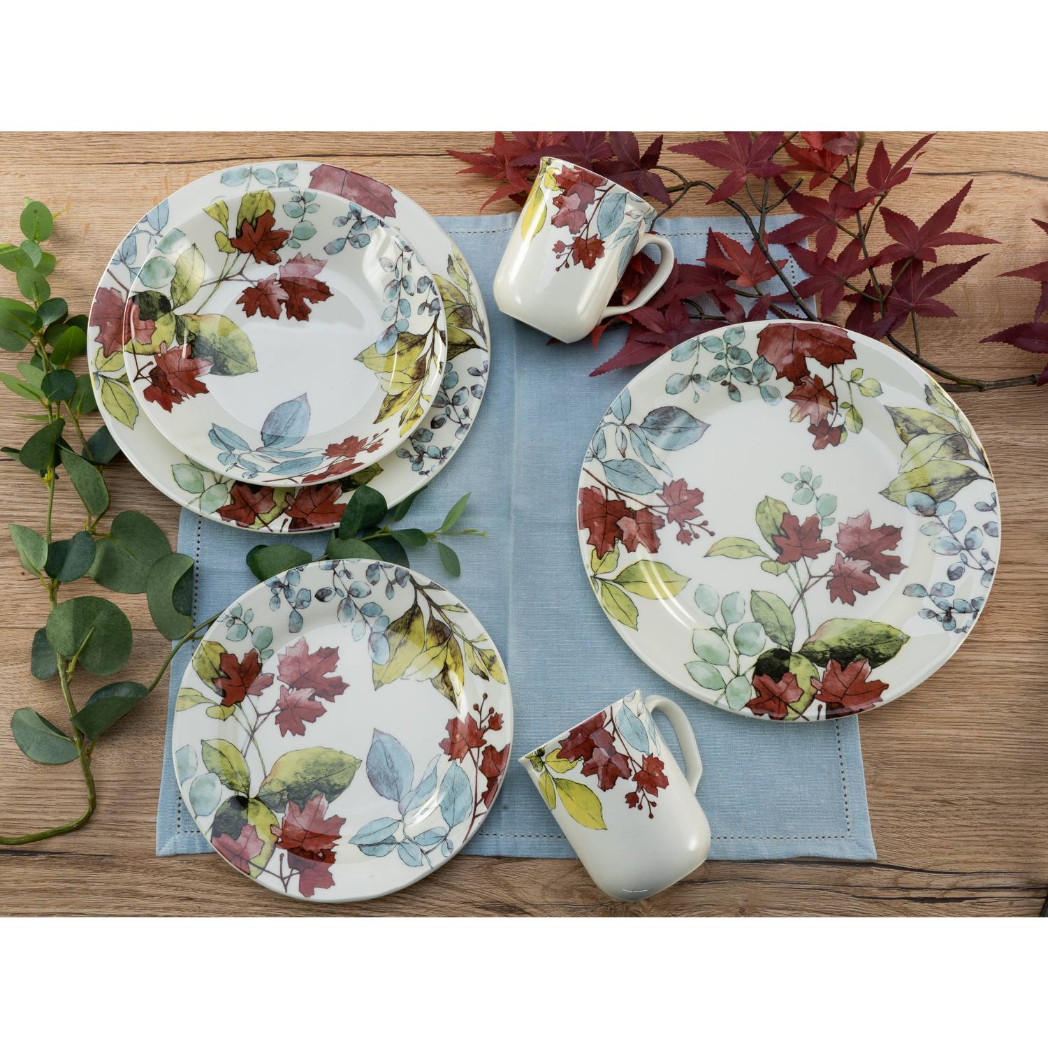 CreaTable 22907 Kombiservice Maple für 4 Personen, Steingut, mehrfarbig (1 Set, 16-teilig)