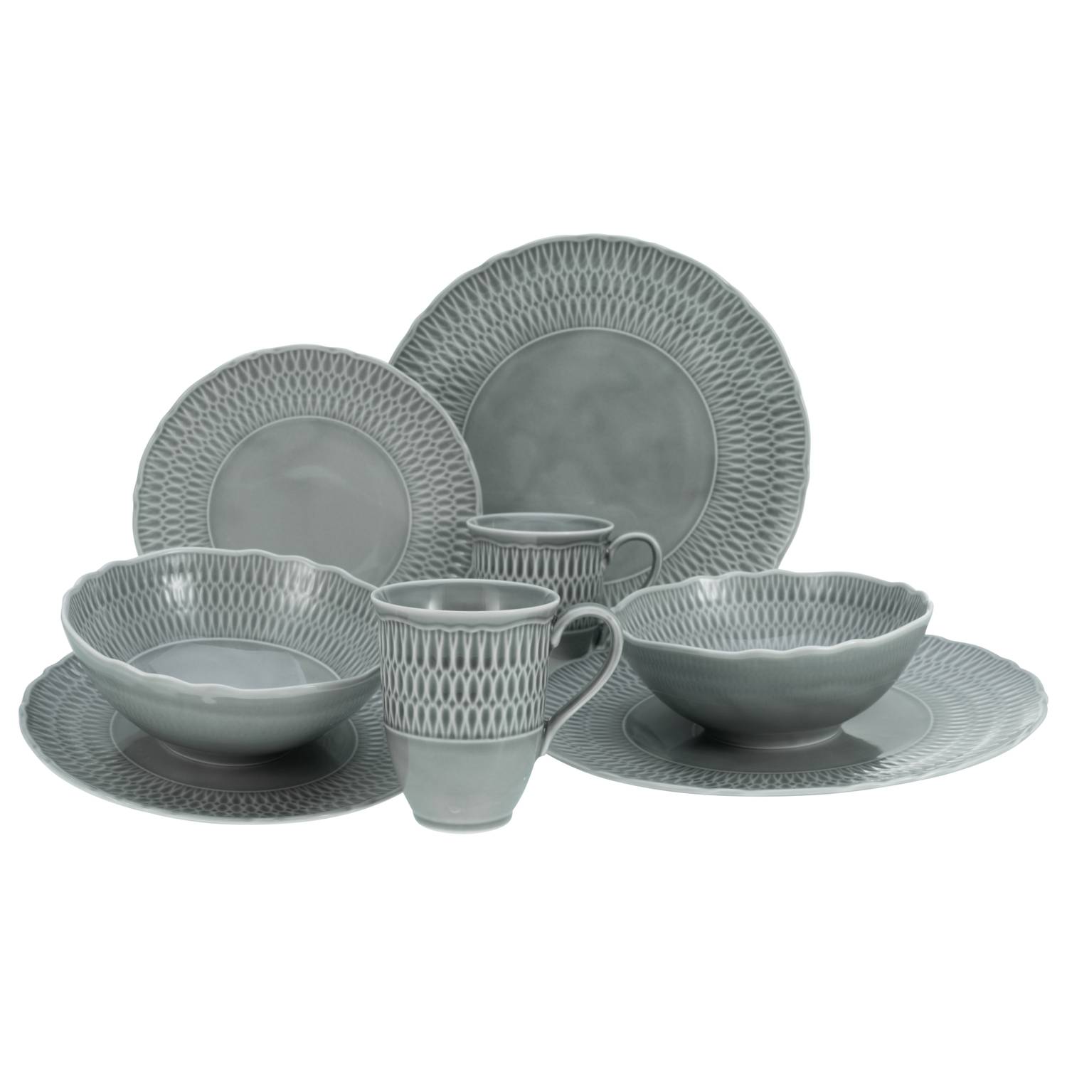 CreaTable 33067 Kombiservice Sofia für 2 Personen, Porzellan, grau (1 Set, 8-teilig)
