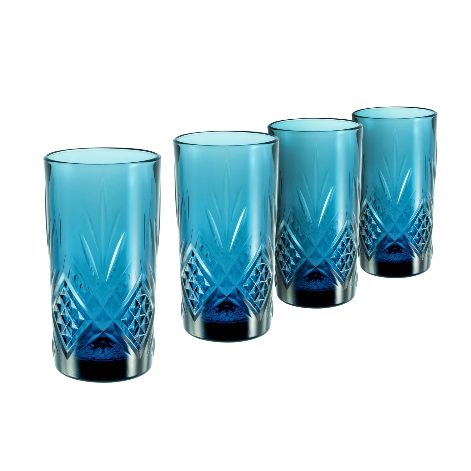 CreaTable 33079 Eugene Longdrinkgläser, 380 ml, blau, 4-teilig (1 Set)