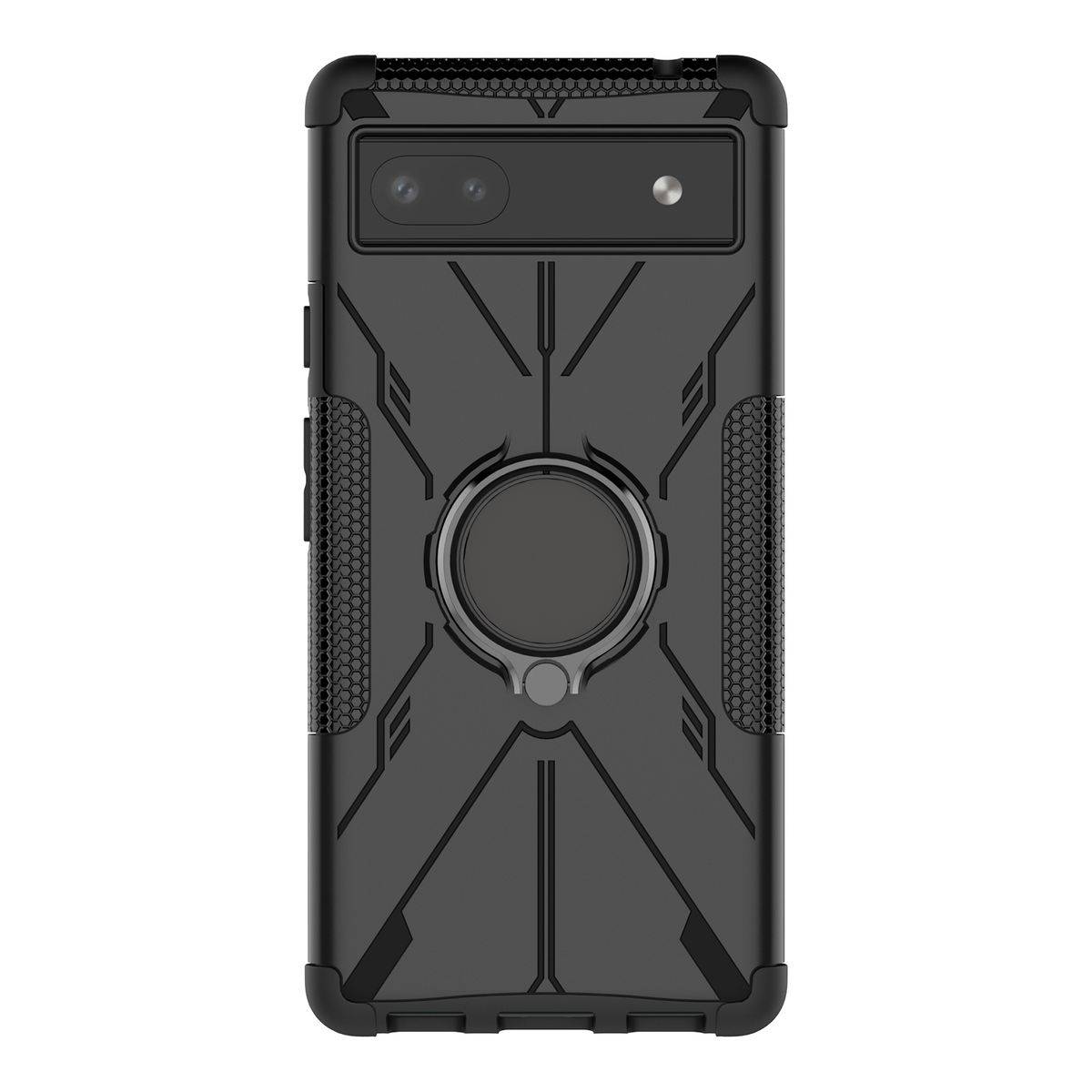 Für Google Pixel 6a Design Ring Hybrid Cover Handy Hülle Etuis Schwarz