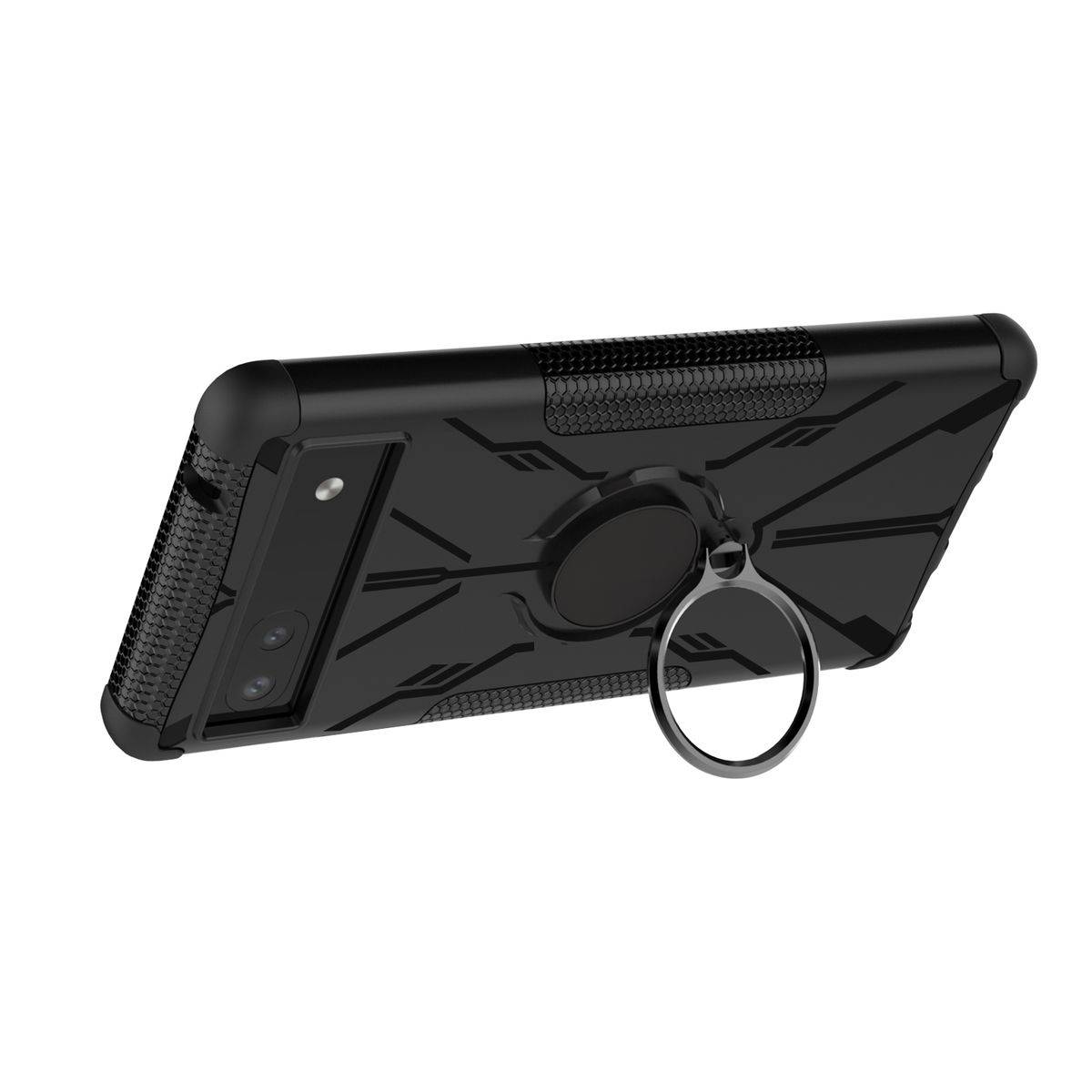 Für Google Pixel 6a Design Ring Hybrid Cover Handy Hülle Etuis Schwarz