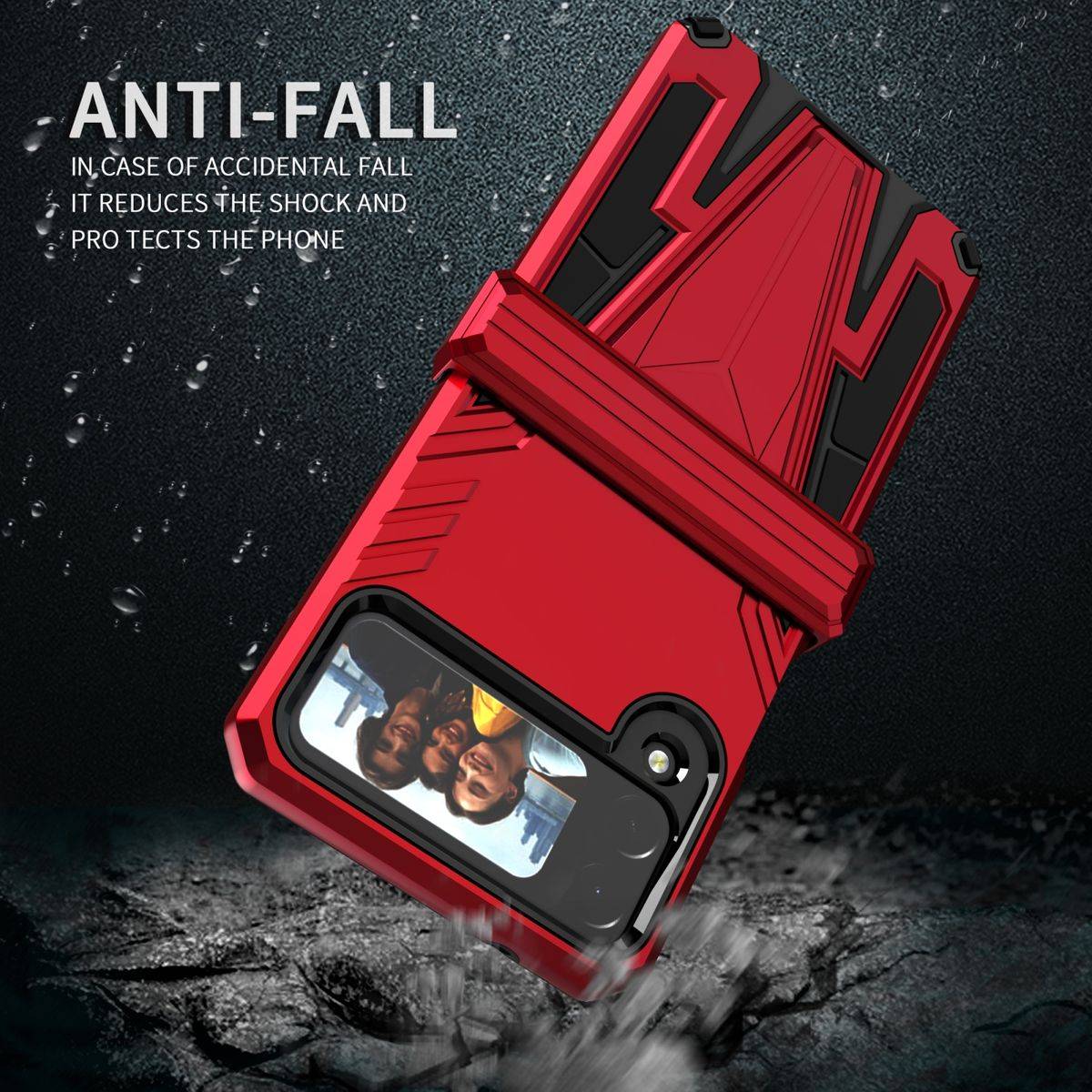 Für Samsung Galaxy Z Flip4 5G Outdoor Armor Kunststoff Super V Hart Cover Handy Tasche Hülle Etuis Rot