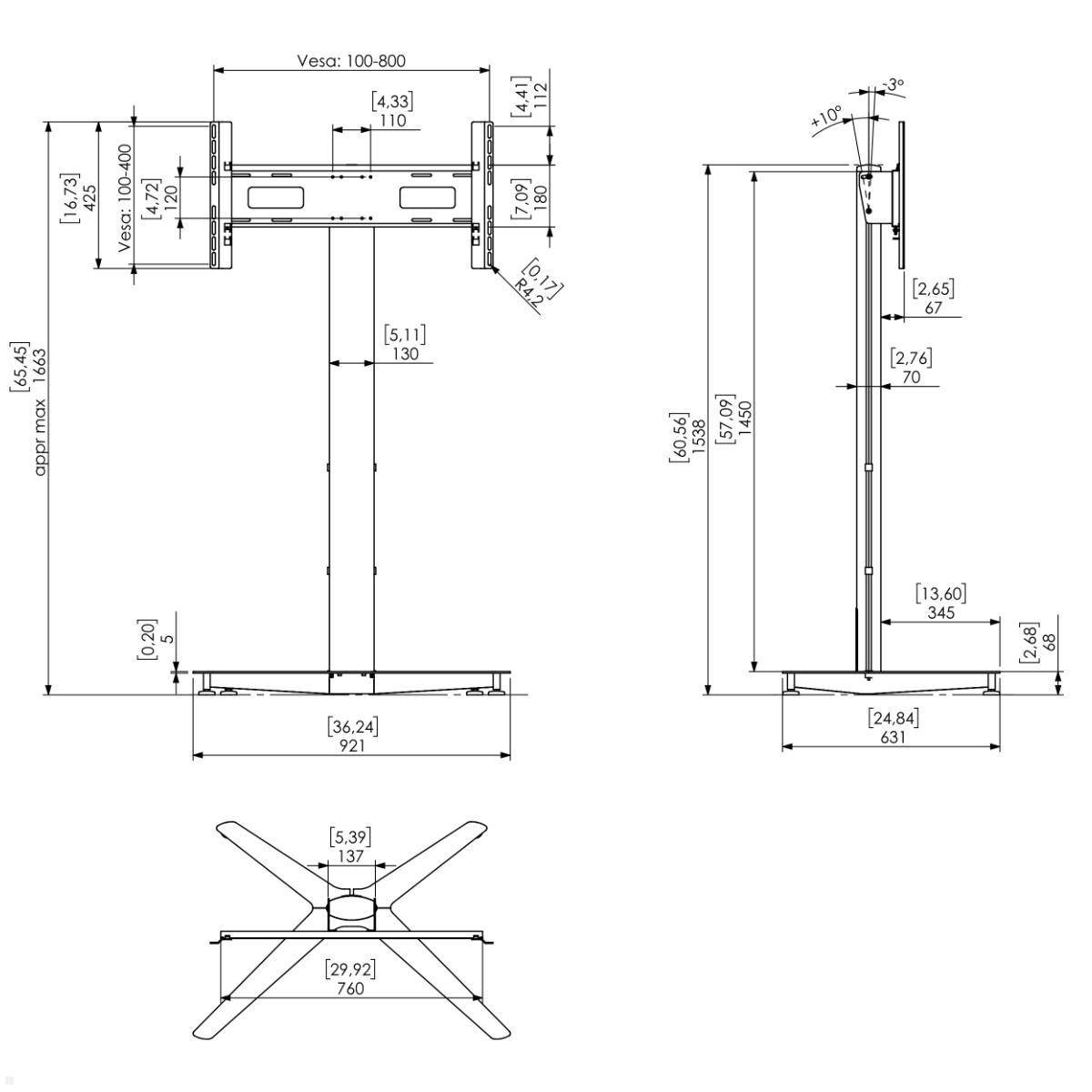 SMS Icon FH T 1450 Monitorständer (K12-030-EU-7), silber