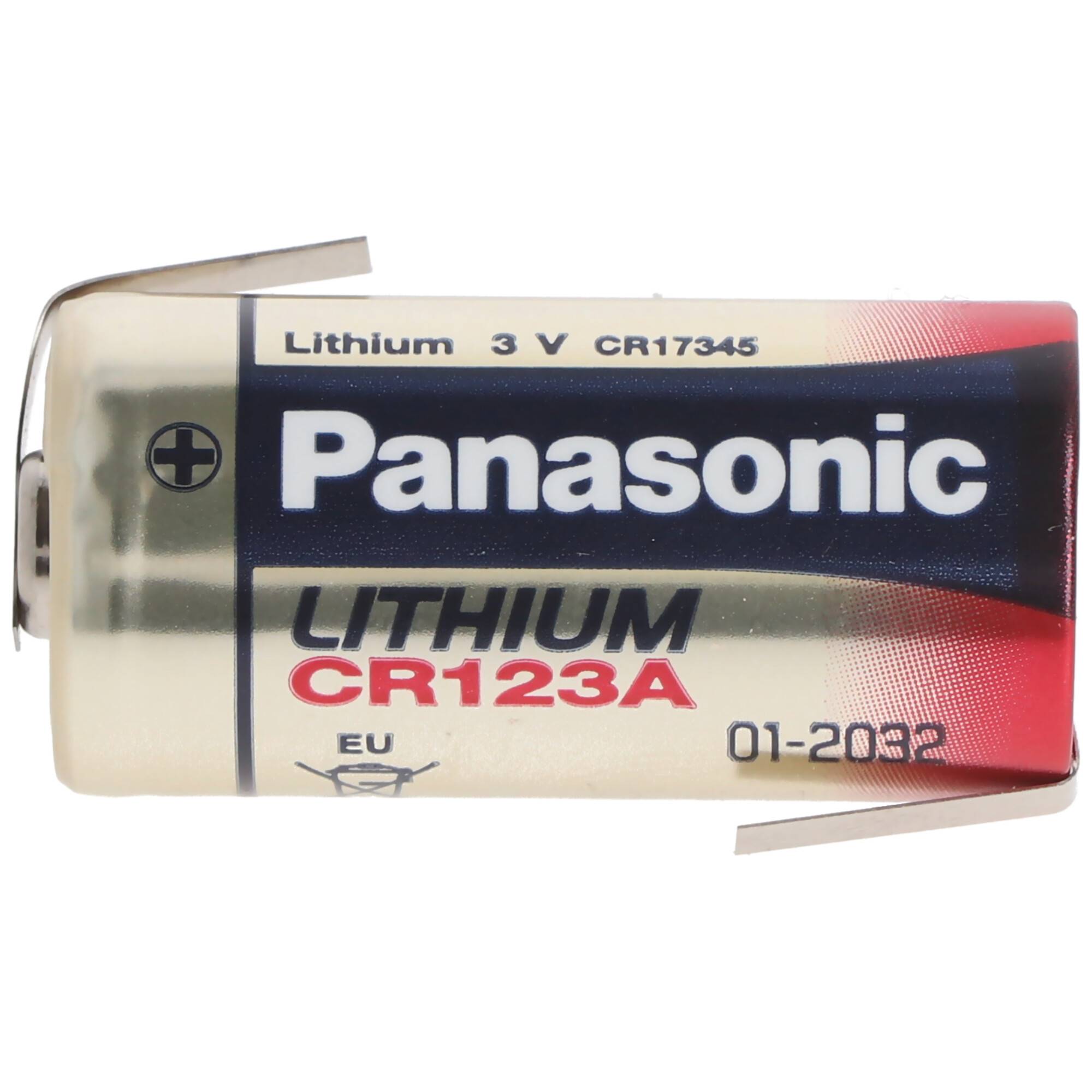 Panasonic Photo Power CR123A Lithium Batterie 3 Volt Lithium Batterie, wählbar mit Lötfahnen in Z-Form und in U-Form Löt