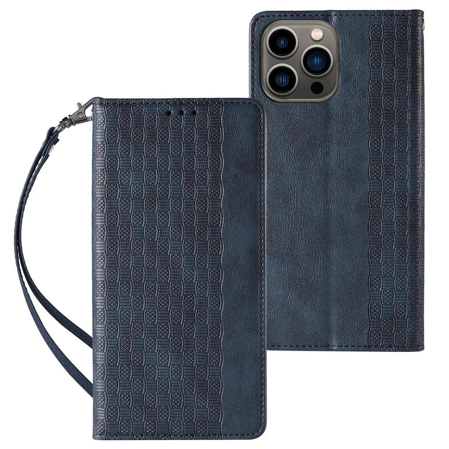Magnetband Hülle Tasche Beutel-Geldbörse + Mini Lanyard Anhänger kompatibel mit Samsung Galaxy A53 5G Blau