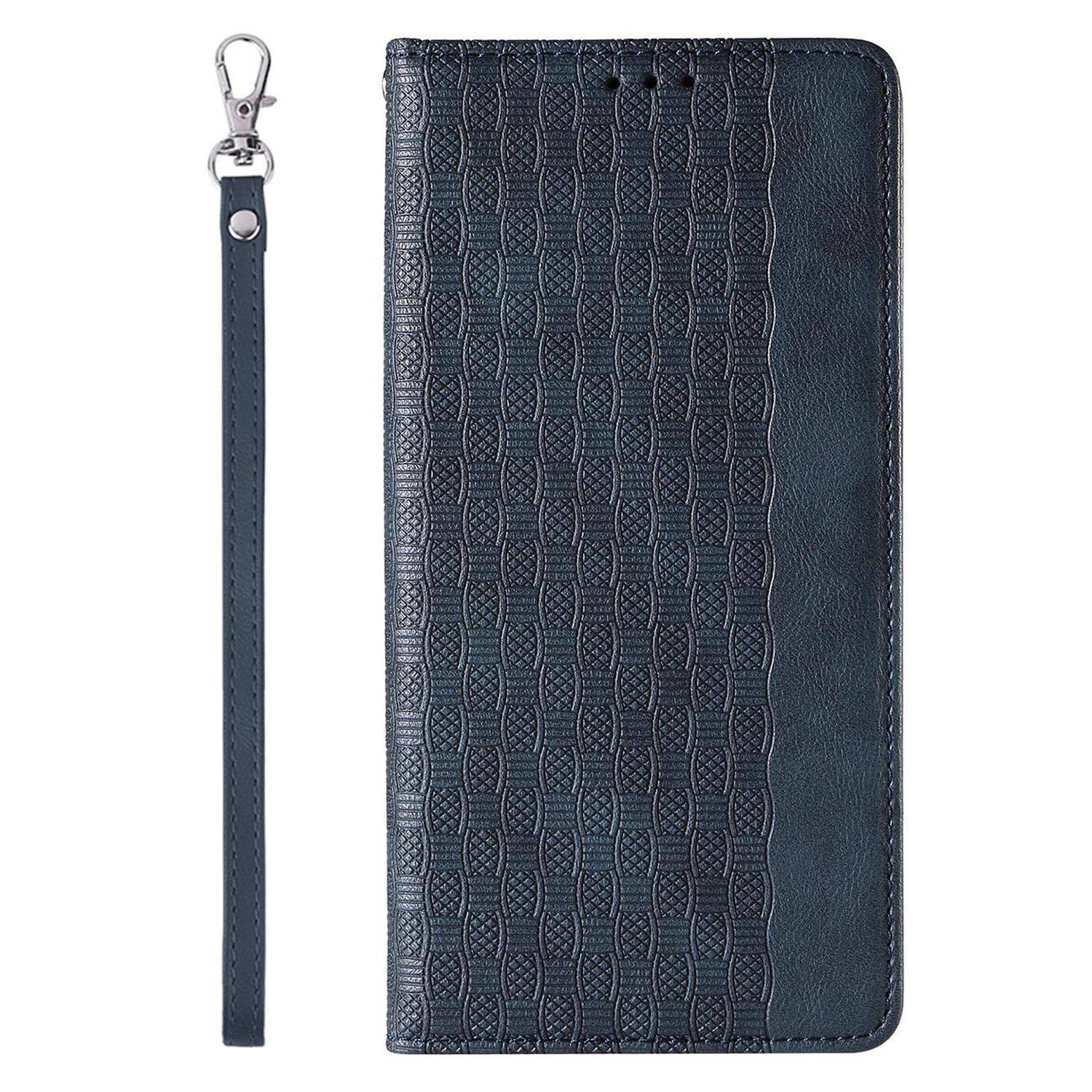 Magnetband Hülle Tasche Beutel-Geldbörse + Mini Lanyard Anhänger kompatibel mit Samsung Galaxy A53 5G Blau