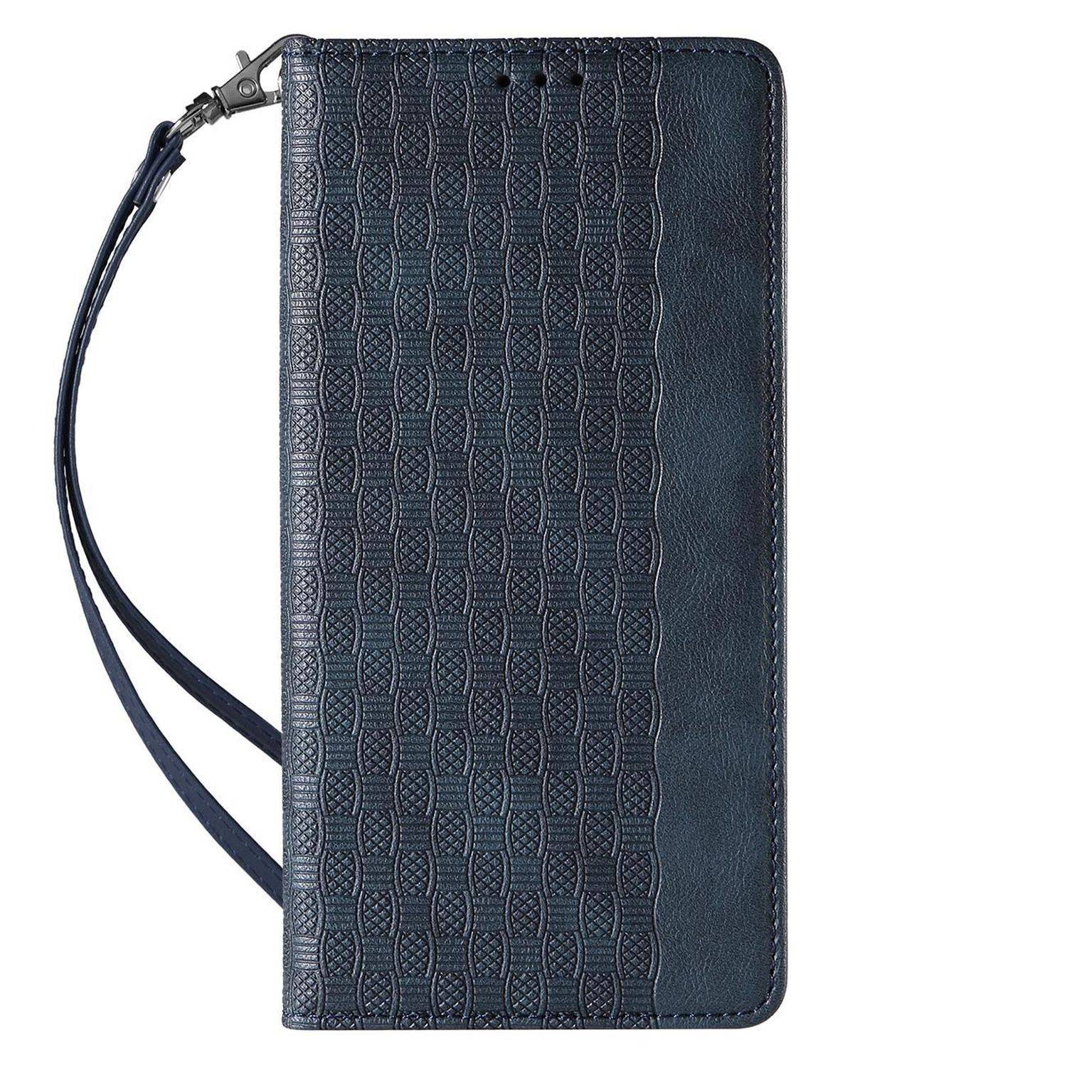 Magnetband Hülle Tasche Beutel-Geldbörse + Mini Lanyard Anhänger kompatibel mit Samsung Galaxy A53 5G Blau