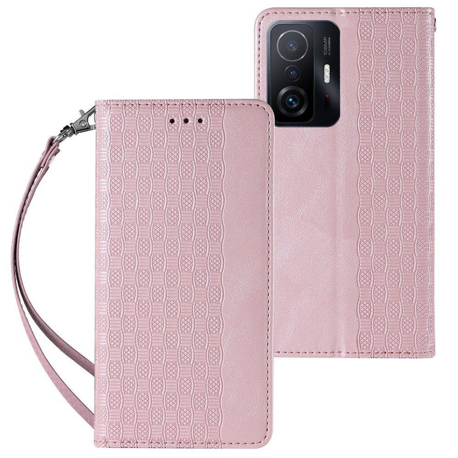 Magnetband Hülle Tasche Beutel-Geldbörse + Mini Lanyard Anhänger kompatibel mit Xiaomi Redmi Note 11 Pro Rosa