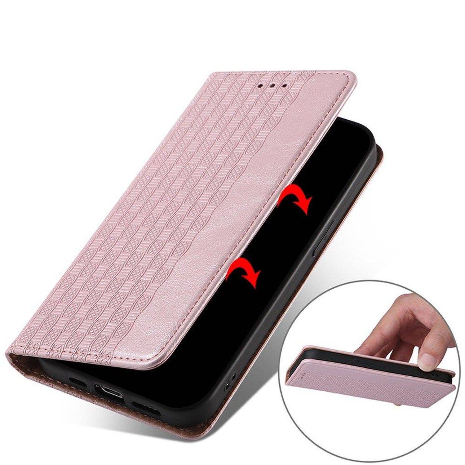 Magnetband Hülle Tasche Beutel-Geldbörse + Mini Lanyard Anhänger kompatibel mit Xiaomi Redmi Note 11 Pro Rosa