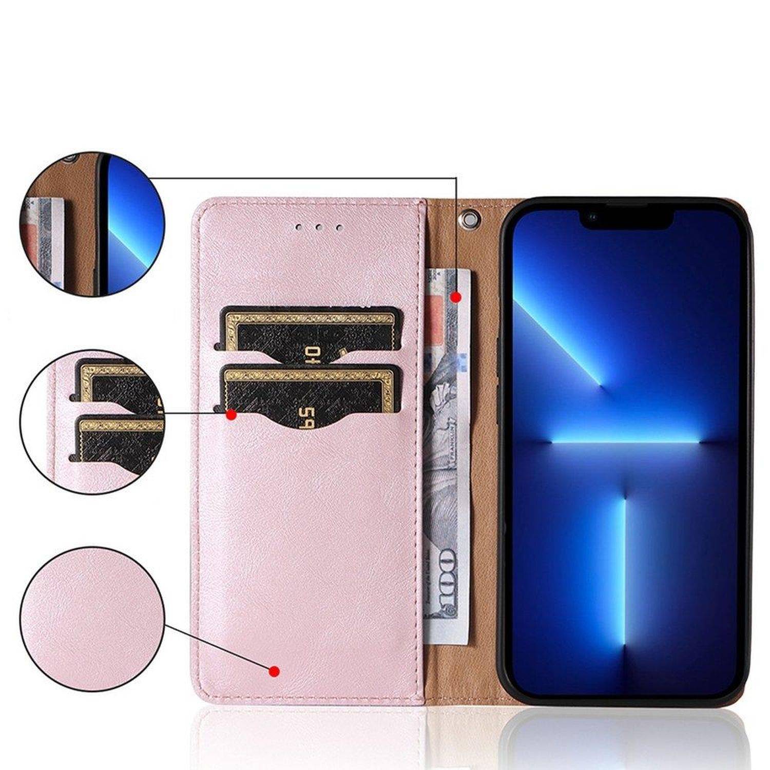 Magnetband Hülle Tasche Beutel-Geldbörse + Mini Lanyard Anhänger kompatibel mit Xiaomi Redmi Note 11 Pro Rosa